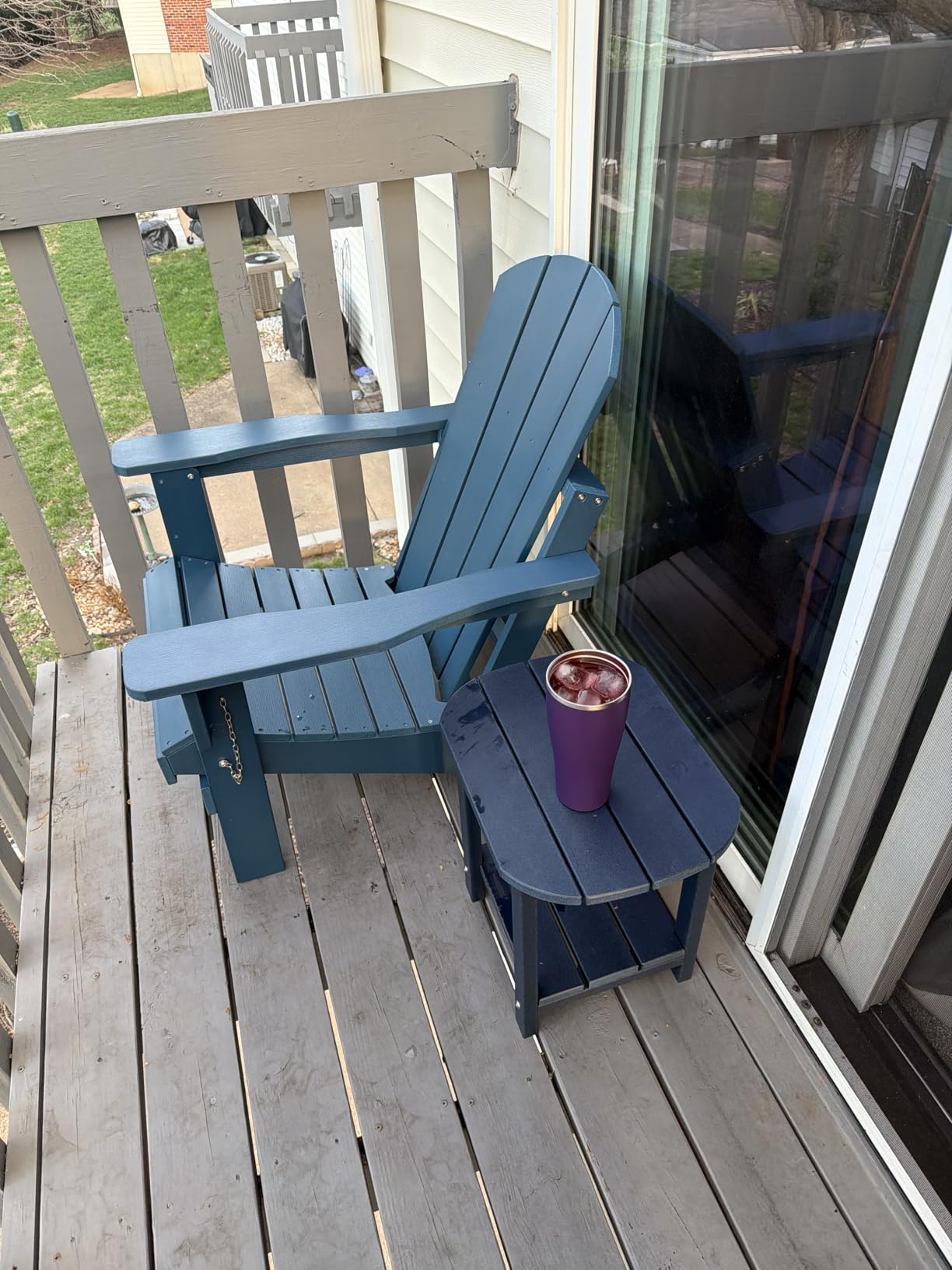 SERWALL Folding Adirondack Chair Set of 4, Fire Pit with Cup Holder -Black customer photo 1