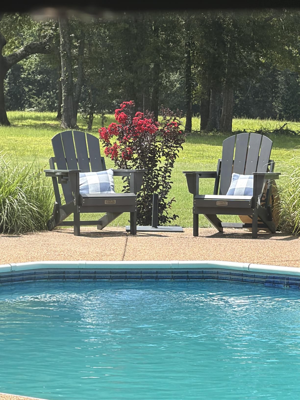 SERWALL Folding Adirondack Chair Set of 4, Fire Pit with Cup Holder -Black customer photo 2