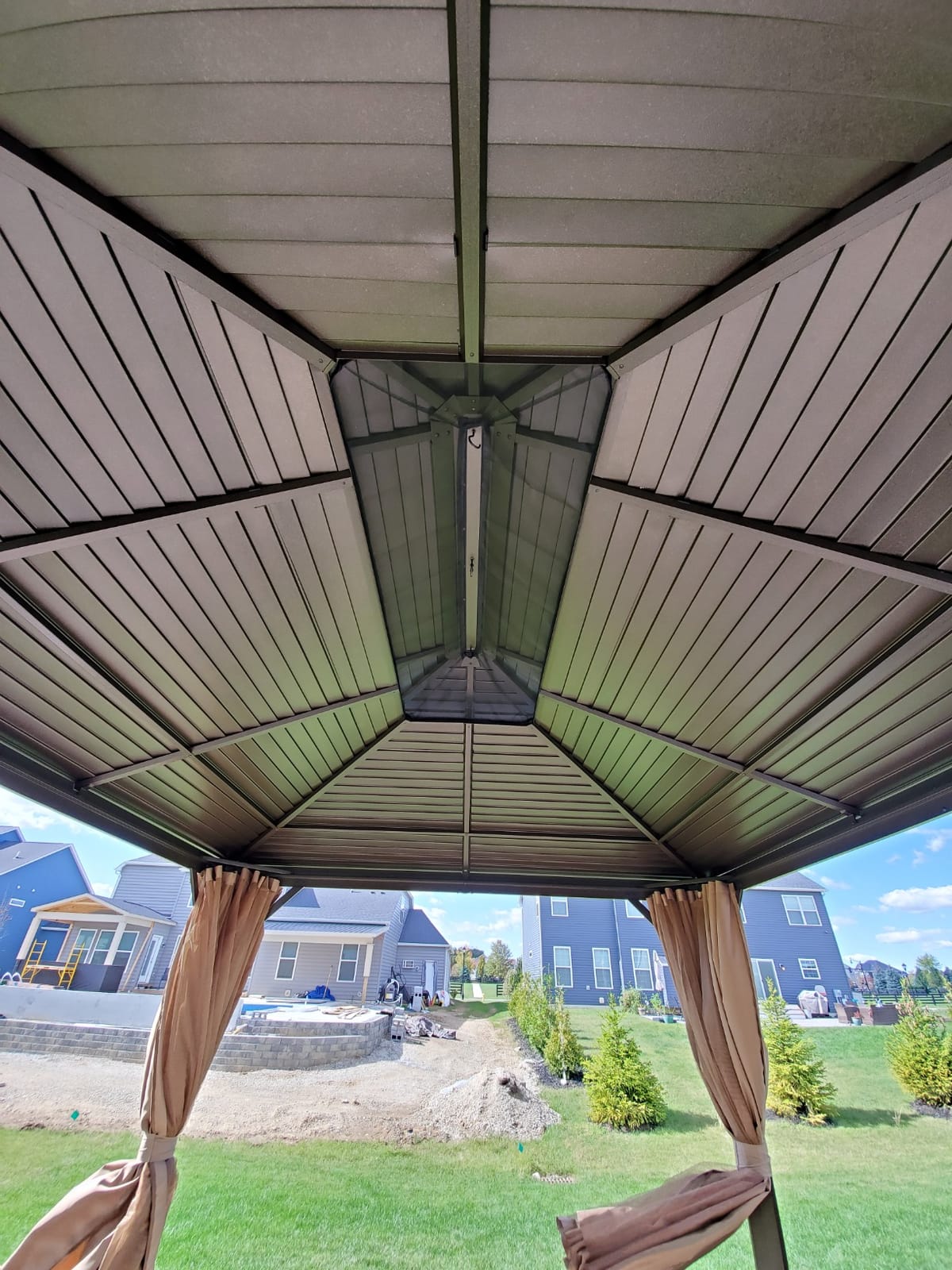 EROMMY 12' x 14' Hardtop Gazebo, Aluminum Frame Gazebos with Galvanized Steel Double Roof, Permanent Outdoor Metal Pavilion with Curtain and Netting for Patio, Lawn, Deck customer photo 1