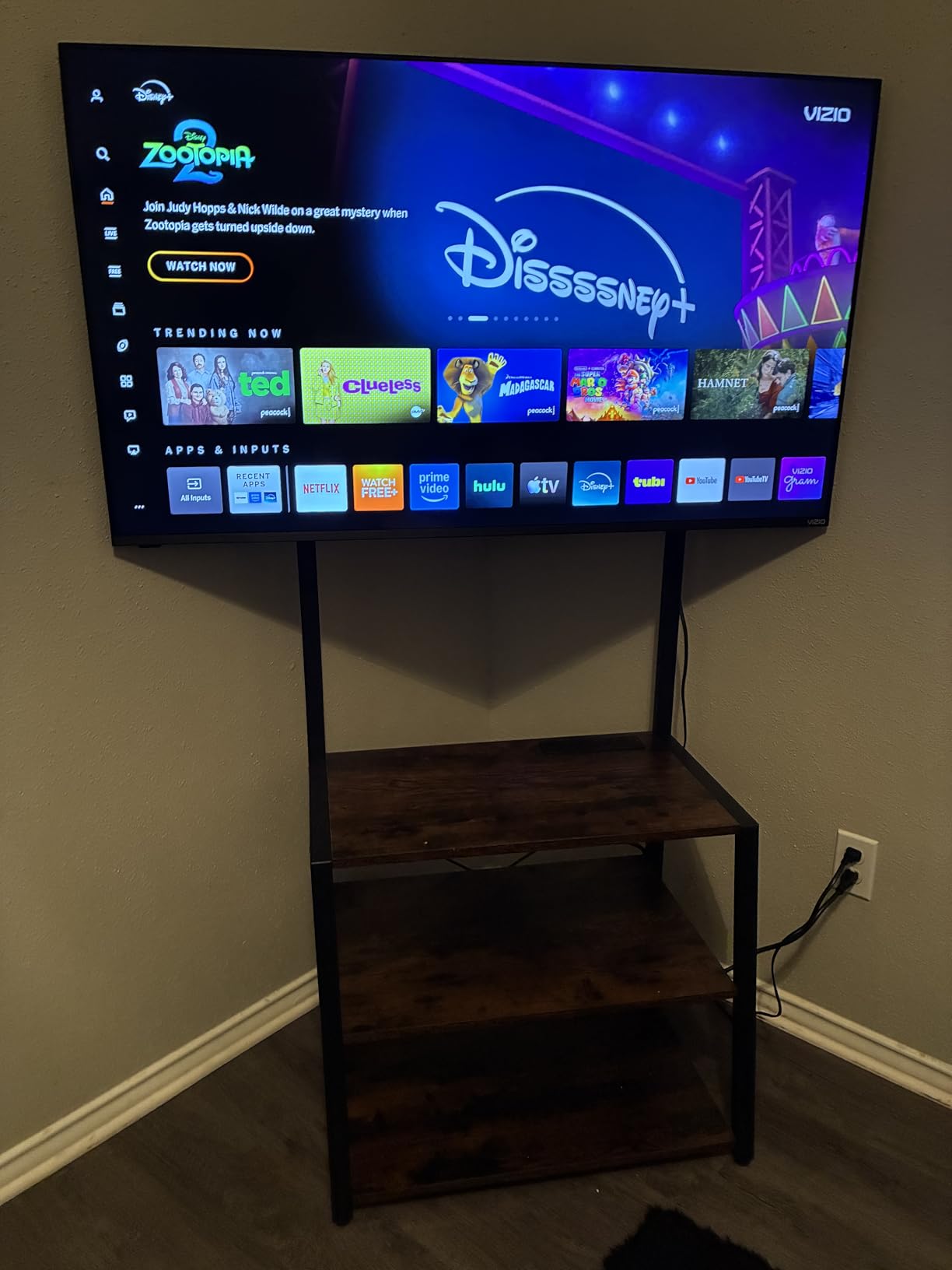 HOOBRO Rolling TV Stand with Mount and Power Outlet Up to 55 inch TVs, Corner Entertainment Center, Small TV Stand with 3-Tier Storage Shelves for Living Room, Bedroom, Black BB66UDS01 customer photo 2
