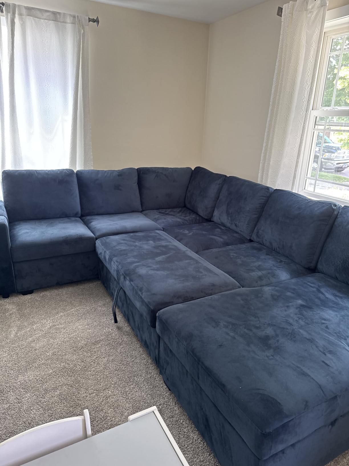 HONBAY Sectional Sleeper Sofa with Pull Out Bed U-Shape Sectional Couch with Storage Chaise 6 Seater Sleeper Sectional Sofa Bed, Velvet Black customer photo 1
