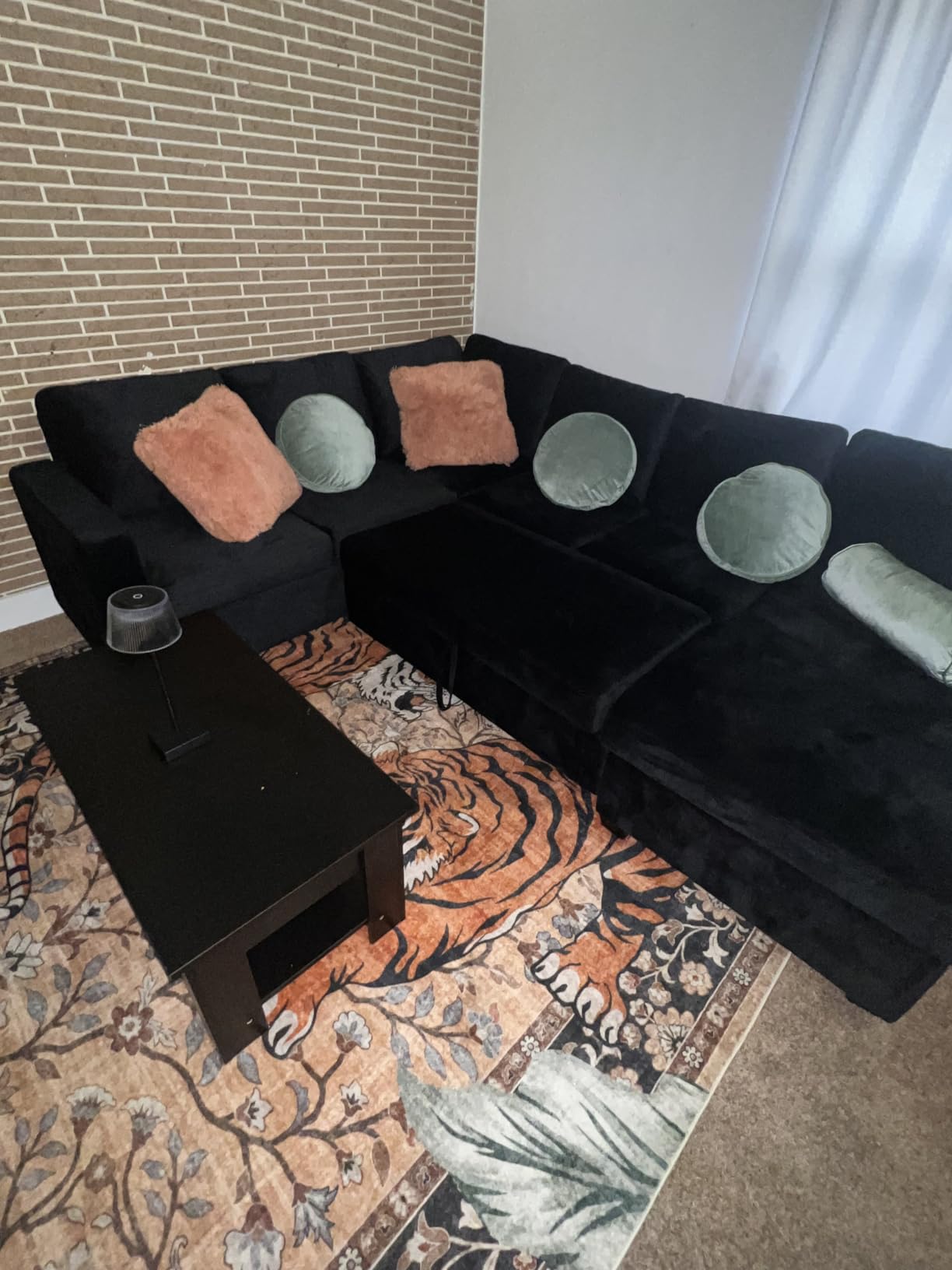 HONBAY Sectional Sleeper Sofa with Pull Out Bed U-Shape Sectional Couch with Storage Chaise 6 Seater Sleeper Sectional Sofa Bed, Velvet Black customer photo 2