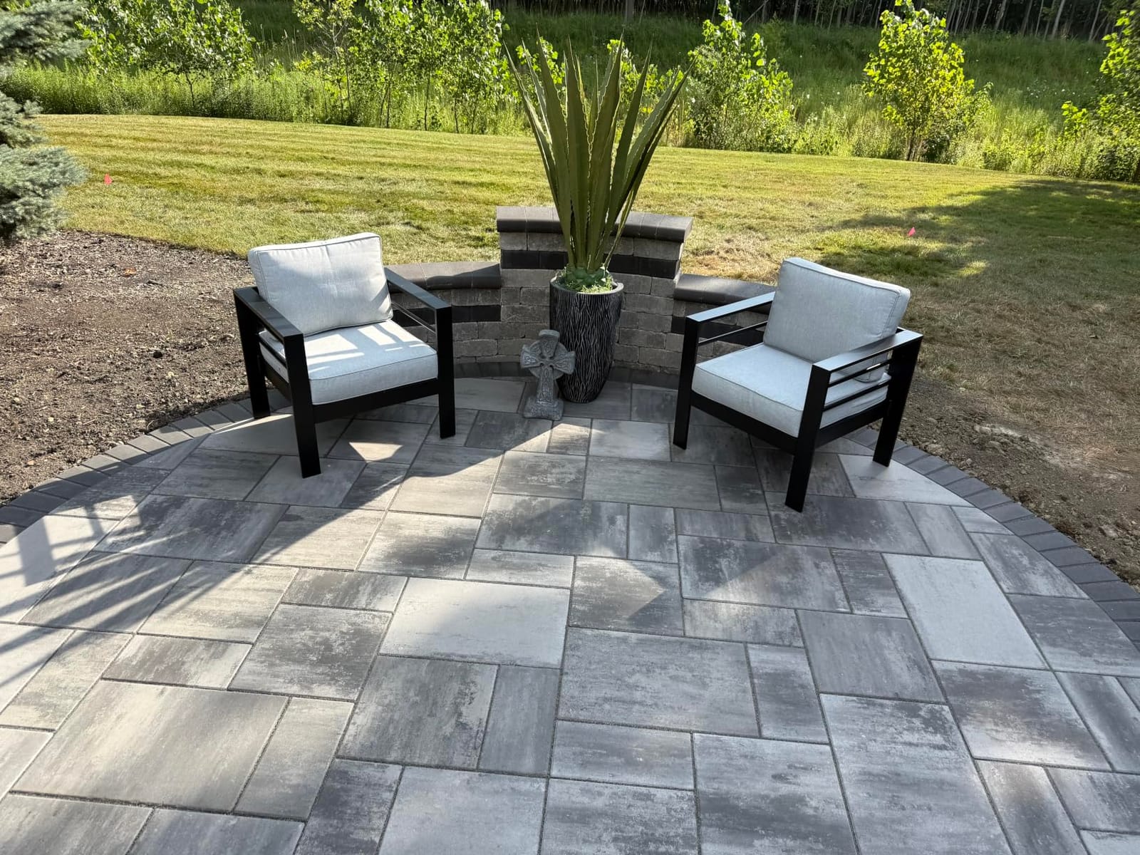 LayinSun Outdoor Aluminum Furniture Set with Fire Pit Table, 5 Pieces Patio Sectional Conversation Chat Sofa Modern Seating Set customer photo 2