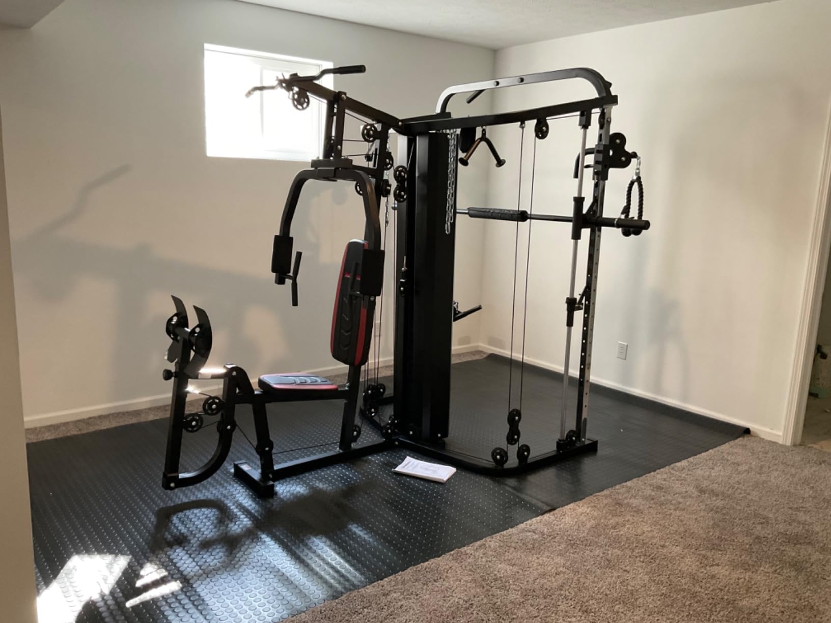 SunHome Multifunction Home Gym Equipment Workout Station, Smith Machine with 138LB Weight Stack, Leg Press, LAT Station for Full Body Training customer photo 1