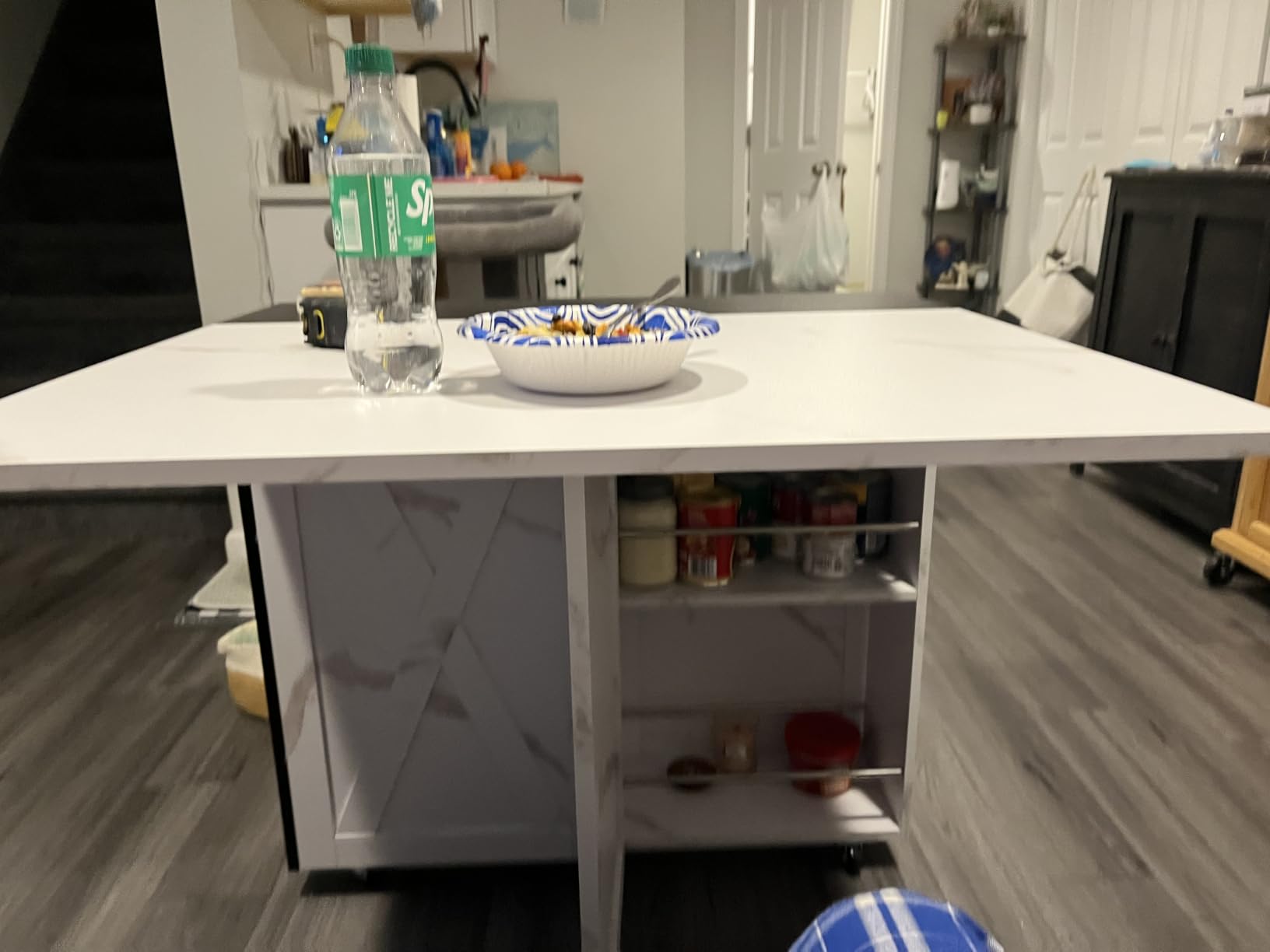 Folding Dining Table, Space Saving Kitchen Table with 6 Wheels(Light Brown) customer photo 1