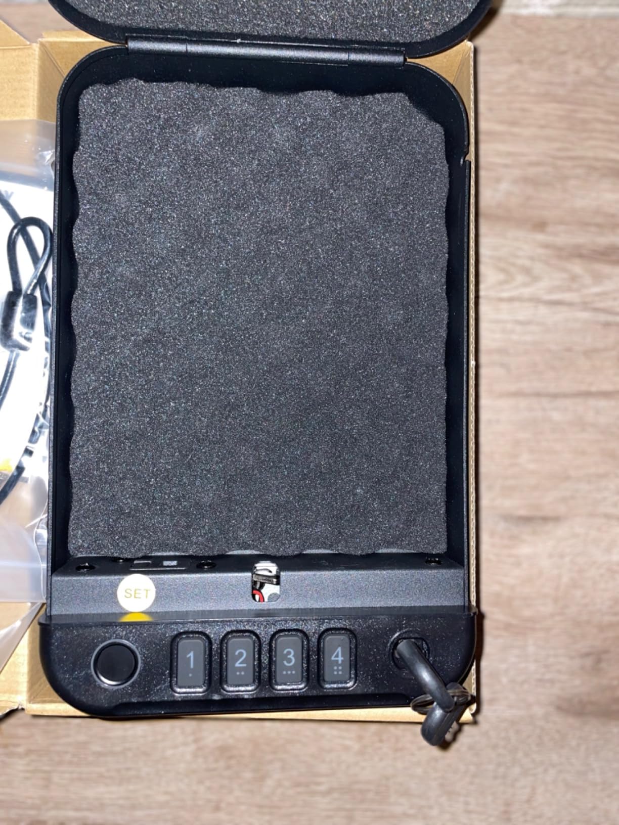 Gun Safe, Biometric gun safes for handgun, Portable Car Pistol Gun Safe Pistol with Keys Keypad and APP Control Hand Gun Lock Box, small safe for Home Bedside Car Wild camping customer photo 1