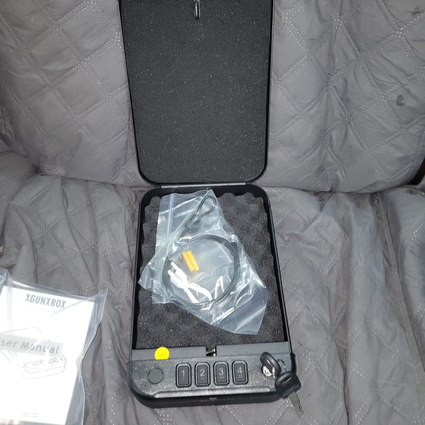 Gun Safe, Biometric gun safes for handgun, Portable Car Pistol Gun Safe Pistol with Keys Keypad and APP Control Hand Gun Lock Box, small safe for Home Bedside Car Wild camping customer photo 2