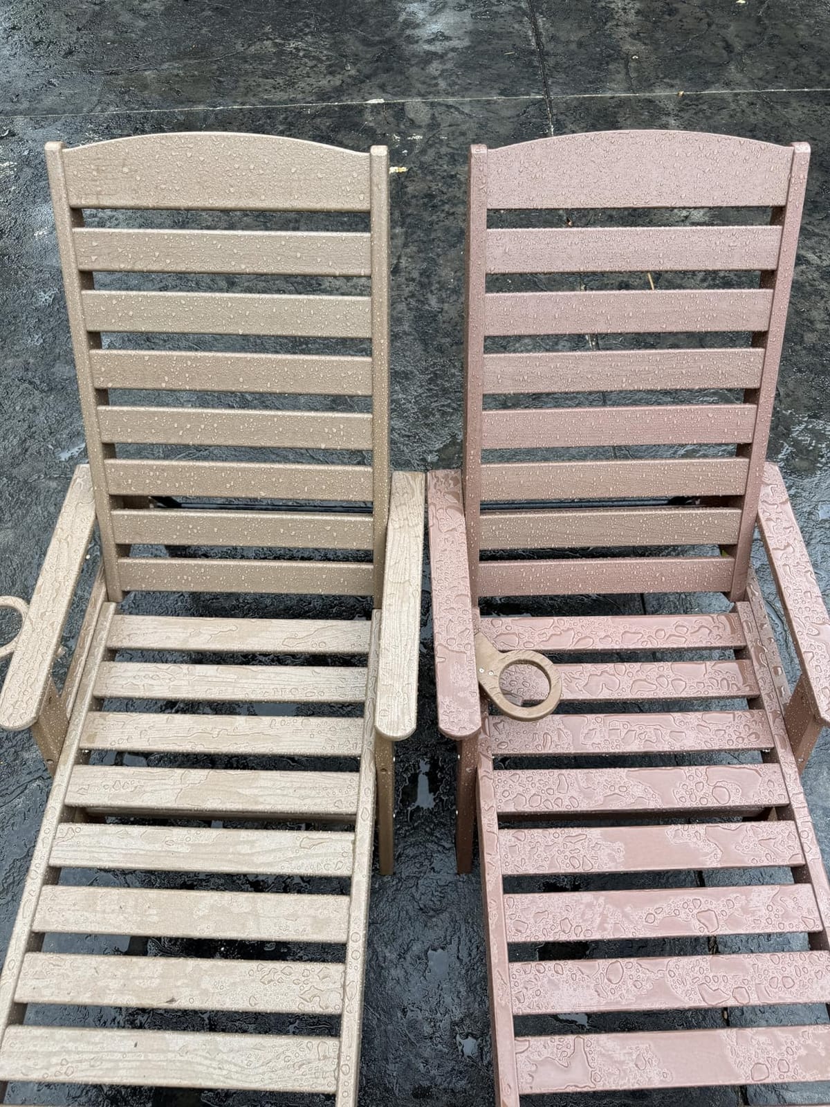 SERWALL HDPE Outdoor Lounge Chair Set of 2 with Cup Holder, Blue customer photo 2