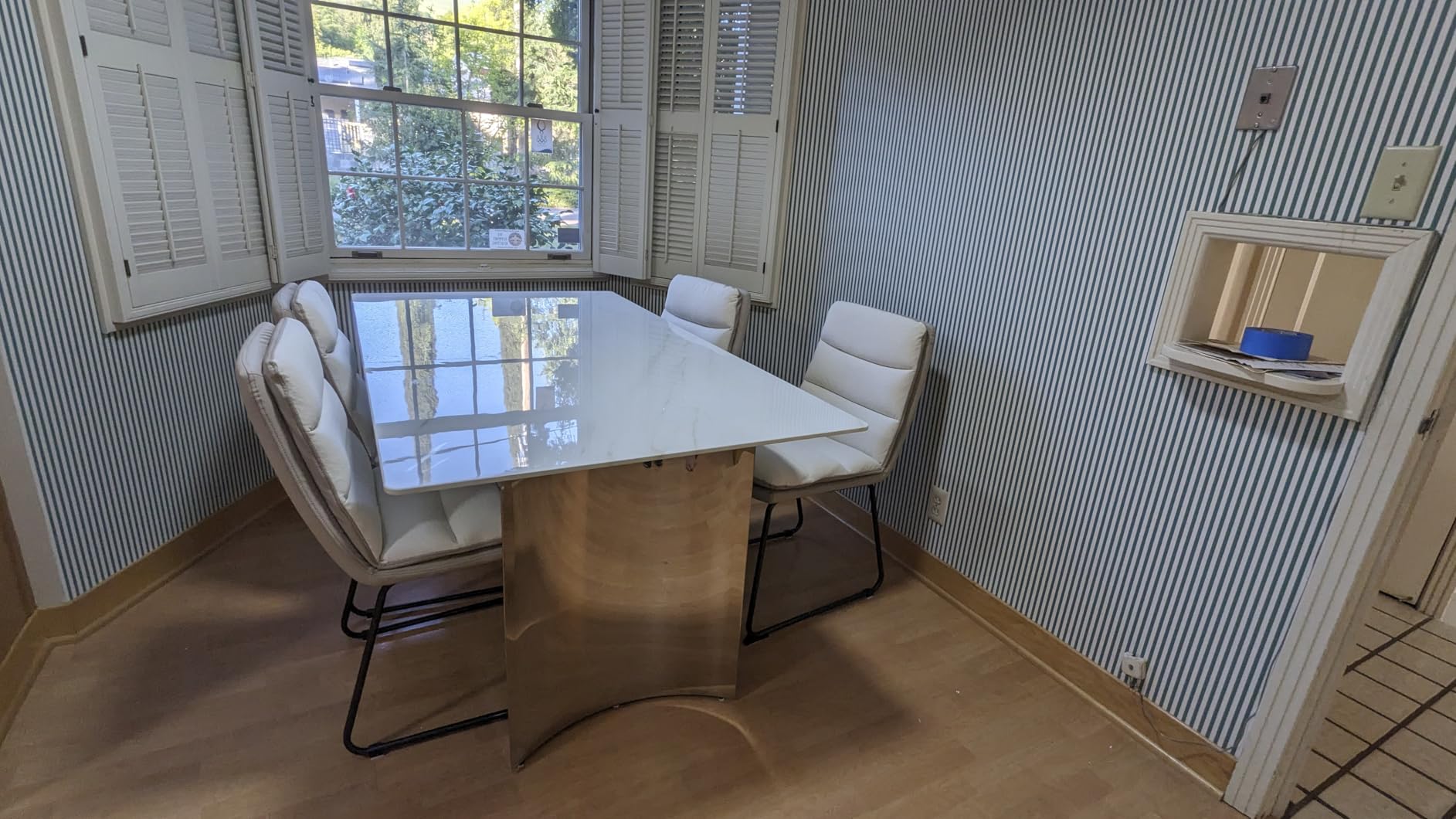 gopop Modern Dining Table for 6,71'' Faux Marble Kitchen Table with Gold Stainless Steel Base,Rectangular Gold Dinner Table Ideal for Kitchen Home Office customer photo 2