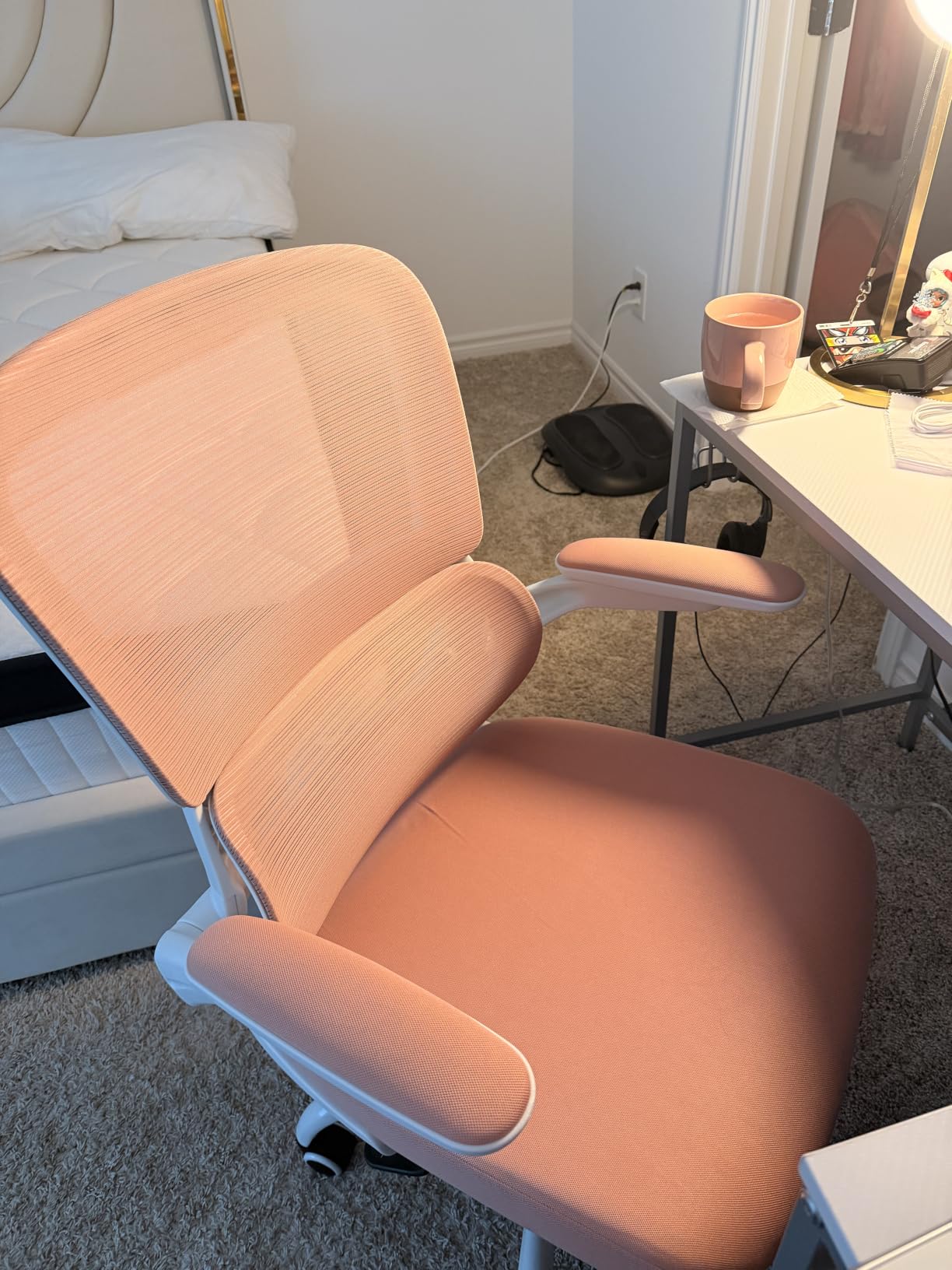 TRALT Office Chair - Ergonomic Desk Chair with Adjustable Lumbar Support, Mesh Computer Chair, Executive Chair for Home Office Comfortable Lumbar Support (1, White+Black) customer photo 1