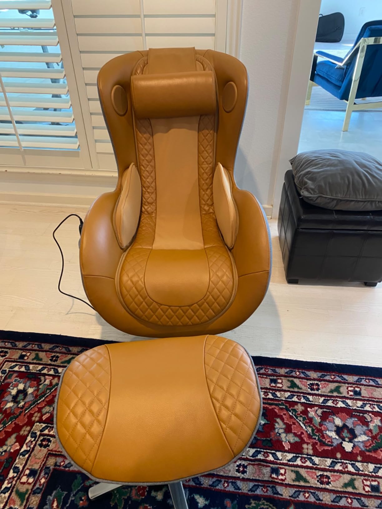 Nouhaus Classic Massage Chair with Ottoman – Caramel Leather Recliner with Percussive Shiatsu Massager, Built-in Speaker & Full Body Spot Massage – Ultimate Comfort for Home & Office customer photo 2