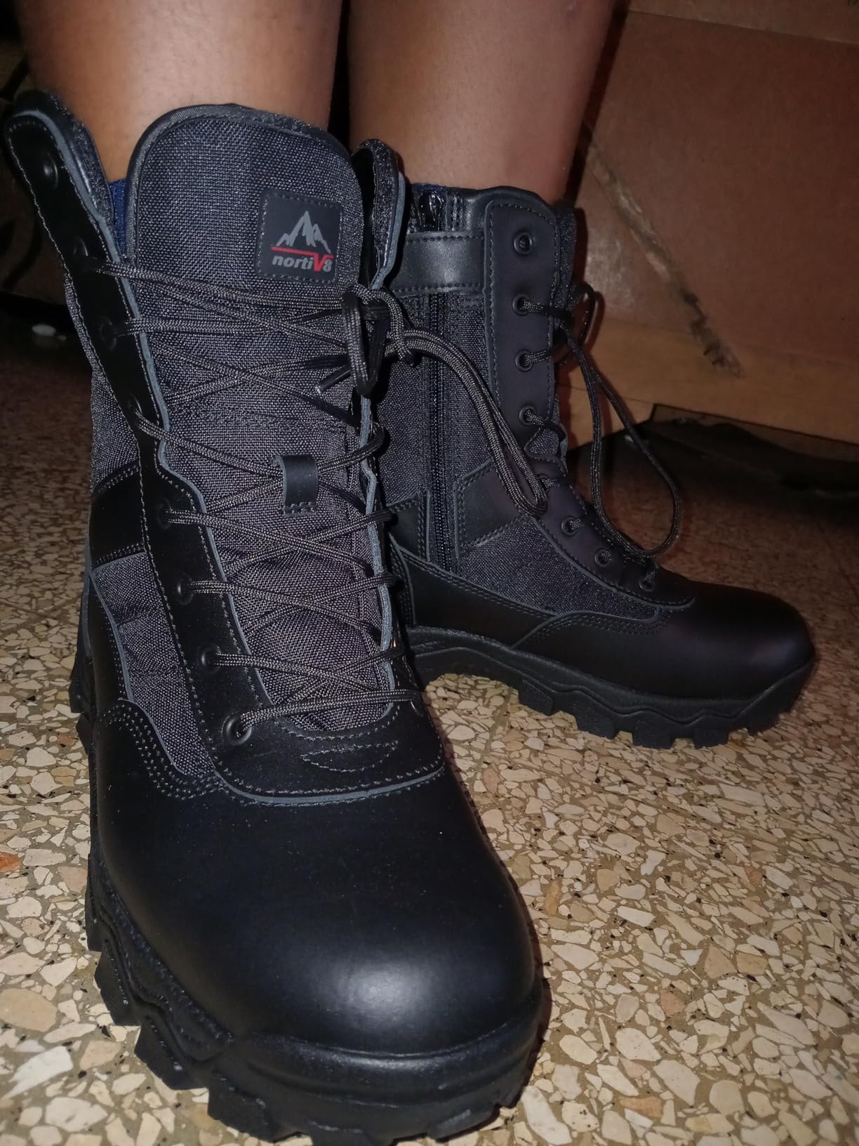NORTIV 8 Men's Tactical Military Work Boots Side Zipper | Outdoor Motorcycle Combat Boots 8 Inches 2.0 Trooper-pro customer photo 2