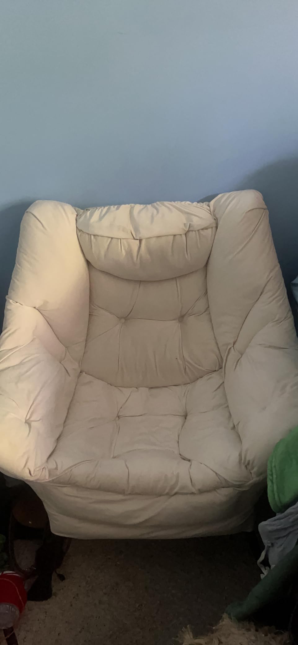 Lazy Chair with Folding Ottoman,Leisure Sofa Chair,Soft Fabric Armchair with Armrests and Side Pockets, Reading Chair with Footrest for Living Room, Bedroom, Office (Plush Green) customer photo 2