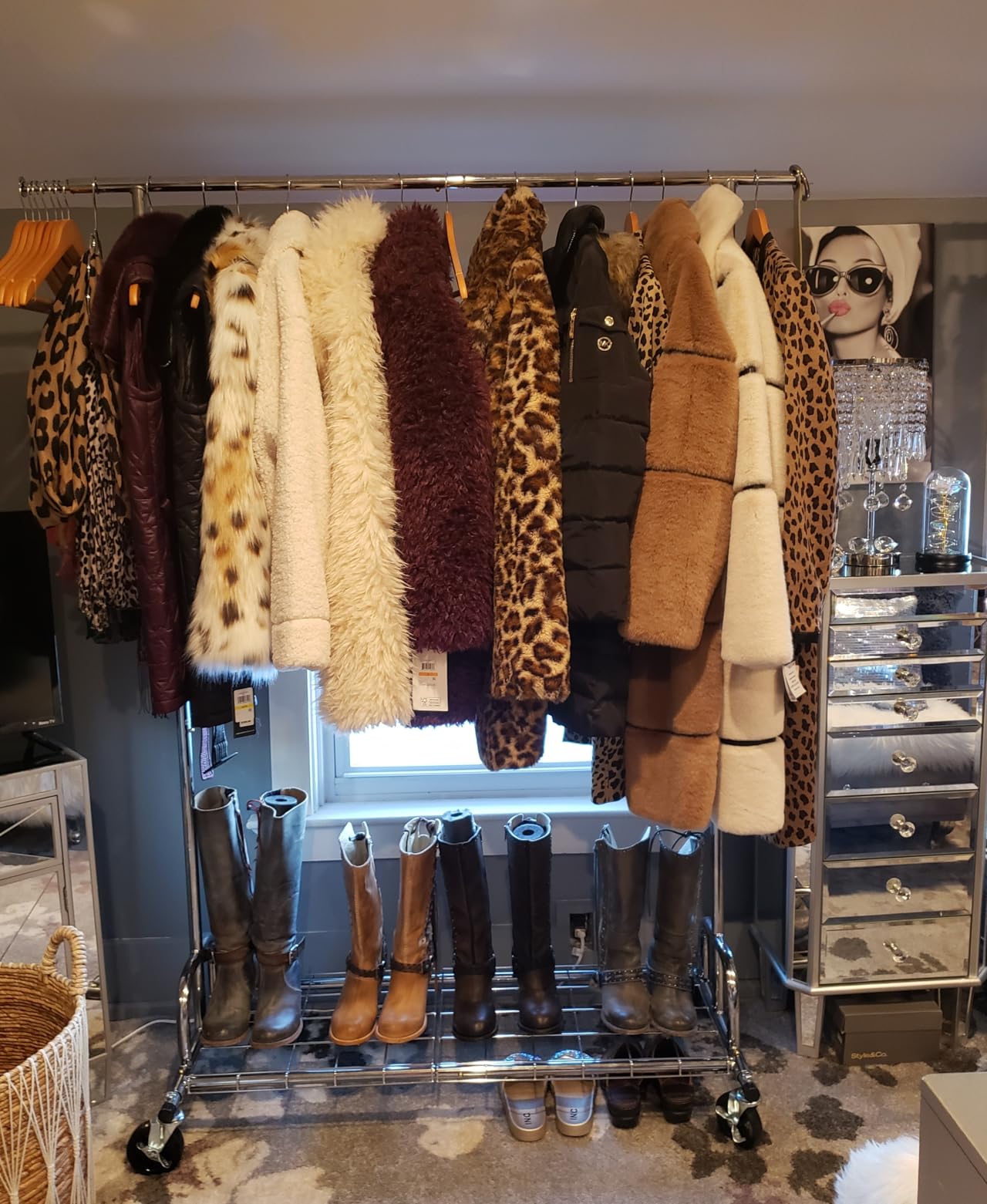 HOKEEPER Clothing Rack Gold Clothes Rack Heavy Duty Garment Rack for Hanging Clothes 525LBS Commercial Clothing Racks with Wheels for Bedroom, Laundry, Balcony, Living Room 22