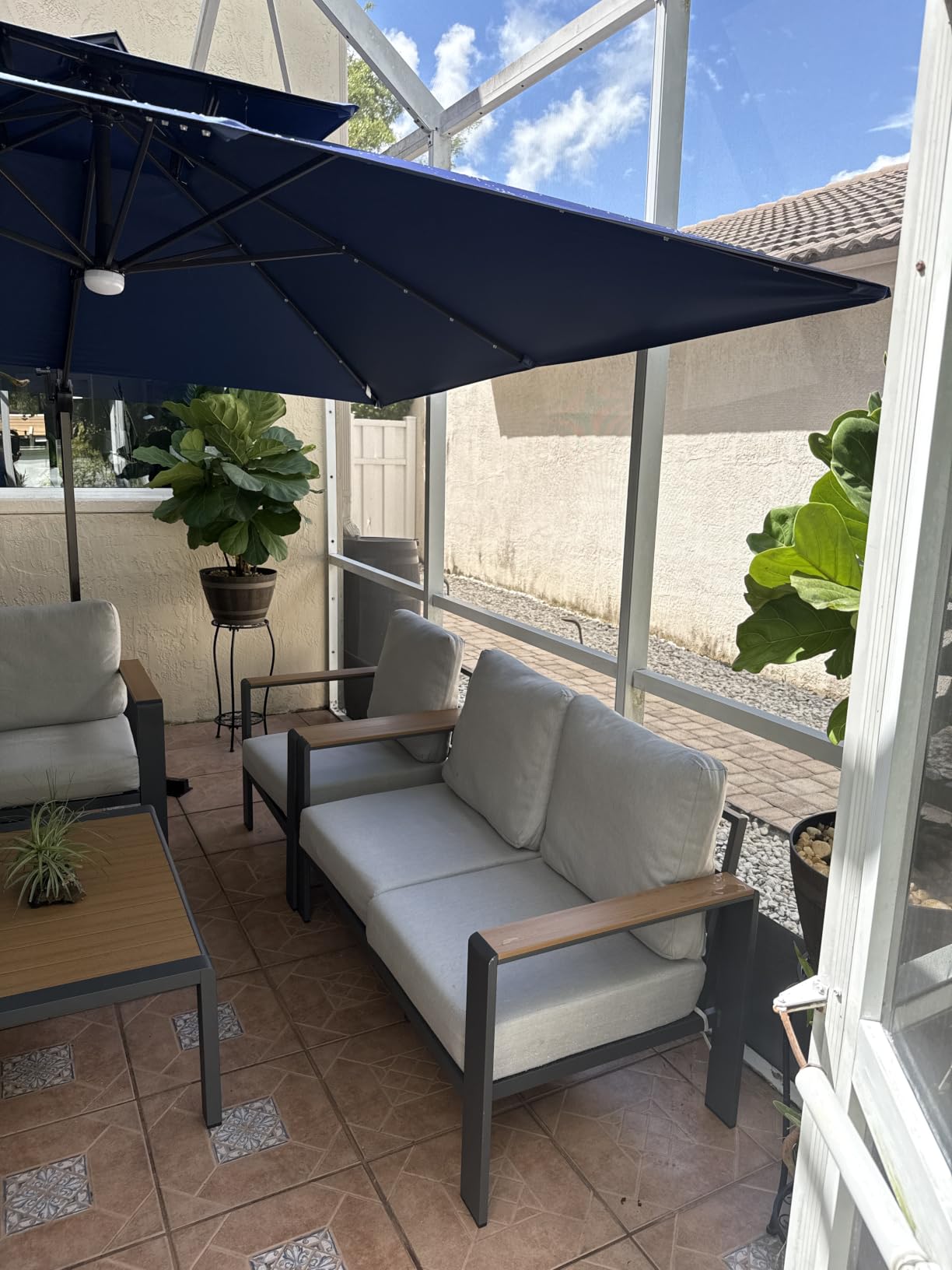 Aluminum Outdoor Patio Furniture, 3 Seats All-Weather Outdoor Patio Sofa with Washable Thick Cushion, Patio Sofa Couch for Porch, Balcony, Deck, Yard, Graphite customer photo 1