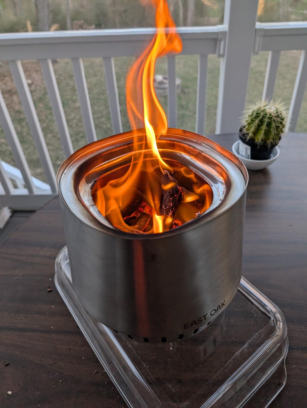 East Oak Fuoco 7 Inch Tabletop Smokeless Fire Pit, 3-in-1 Ash Pan Portable Wood & Pellet Tabletop Firepit, Easy Clean Up, Stainless Steel Mini Fire Pit for Outside, Backyard, Patio, Camping & Deck customer photo 1