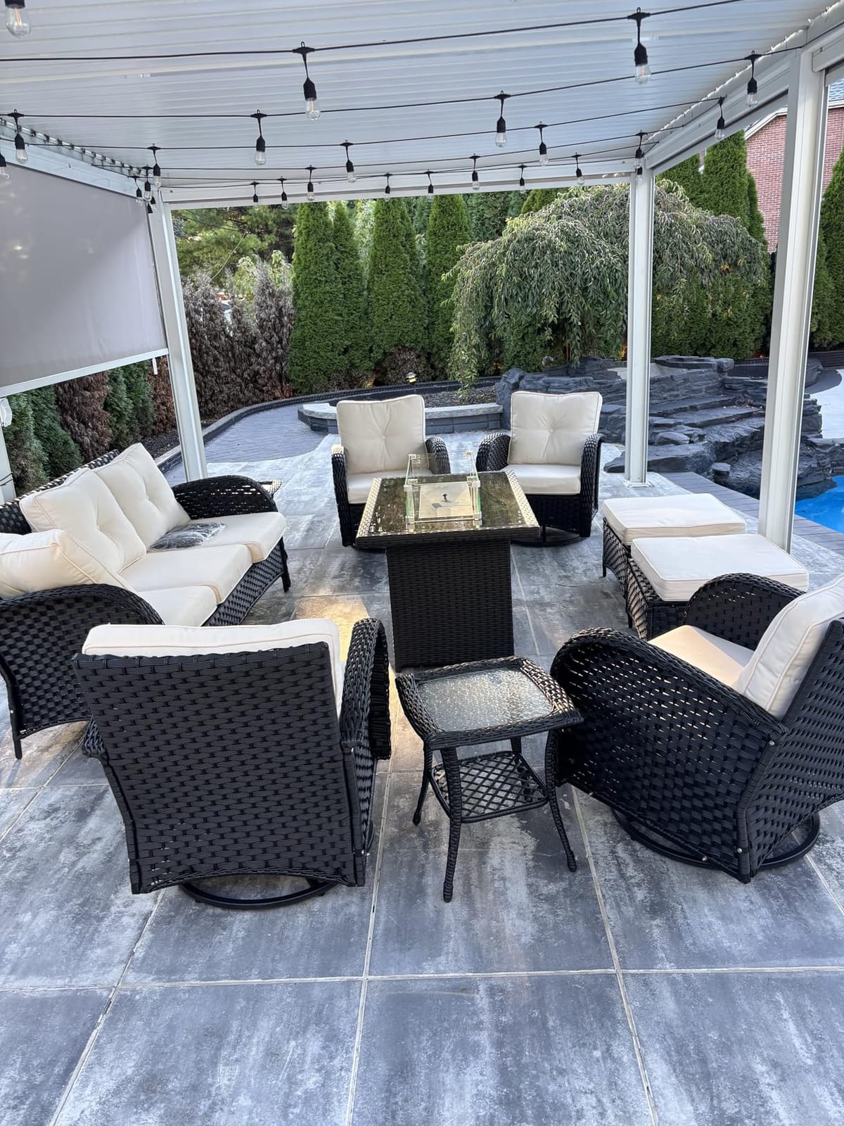 LayinSun 10 Pieces Outdoor Patio Furniture Set with Fire Pit Table customer photo 2