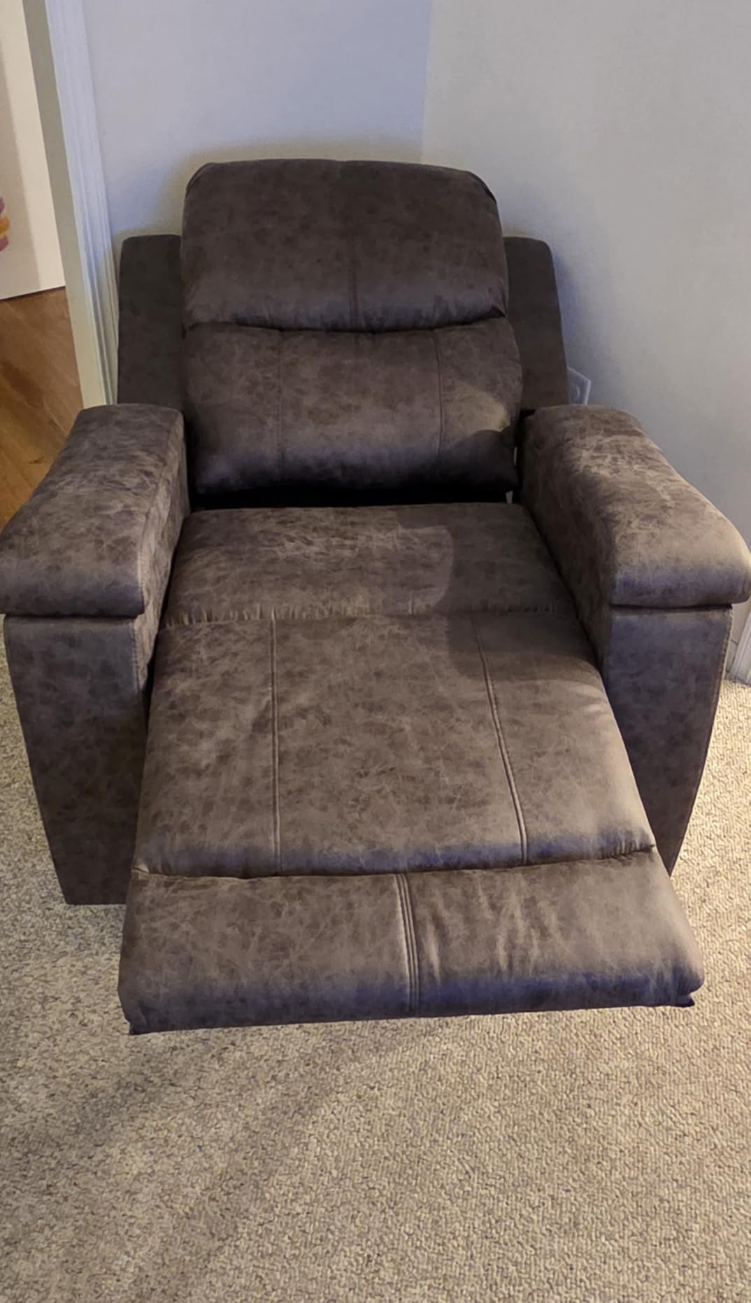 CANMOV Leather Recliner Chair, Classic and Traditional Manual Recliner Chair with Overstuffed Arms and Back, Manual Single Sofa with Concealed Cup Holders,Nut Brown customer photo 1