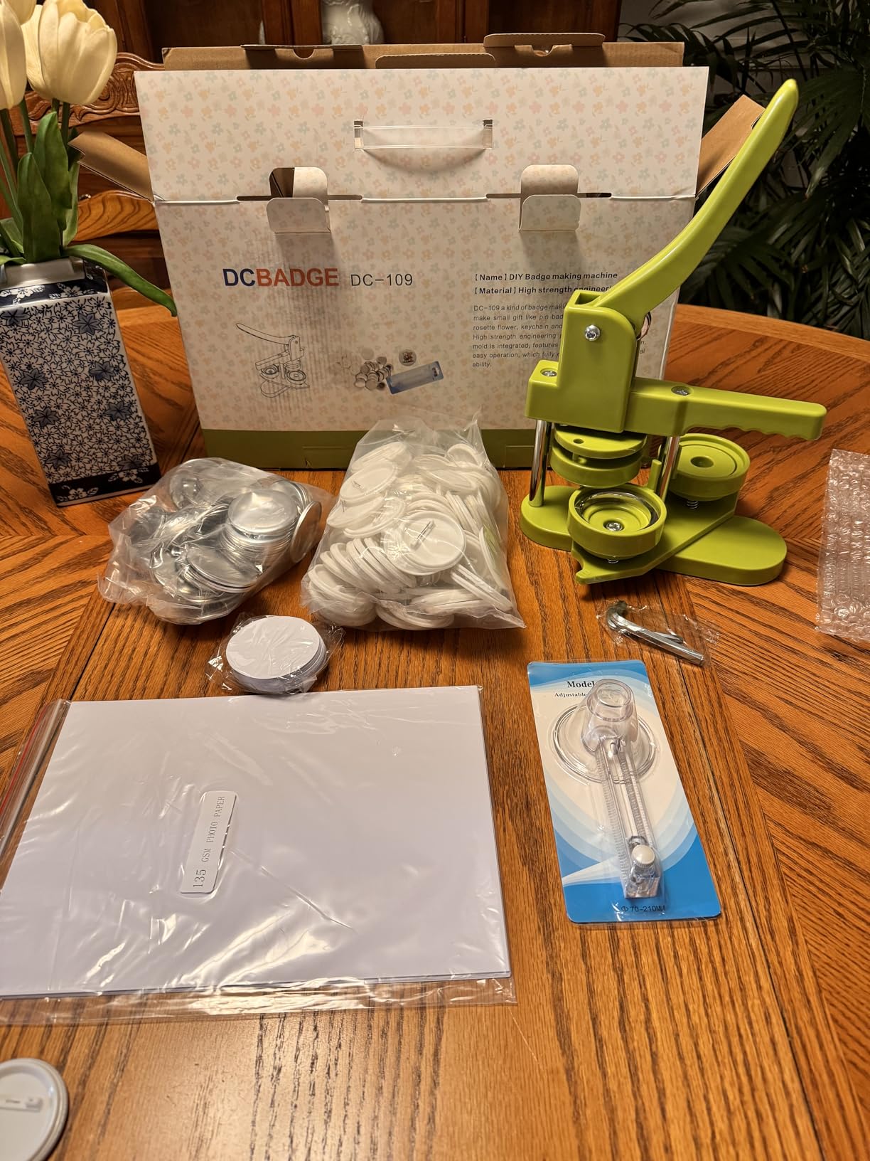 DCBADGE Button Maker Machine, Button Pin Maker (3rd Gen) Installation-Free DIY, Button Press Machine Kit with Free Button Parts&Circle Cutter&Wrench Gadget (Light Blue, 58mm（2.25in）) customer photo 2