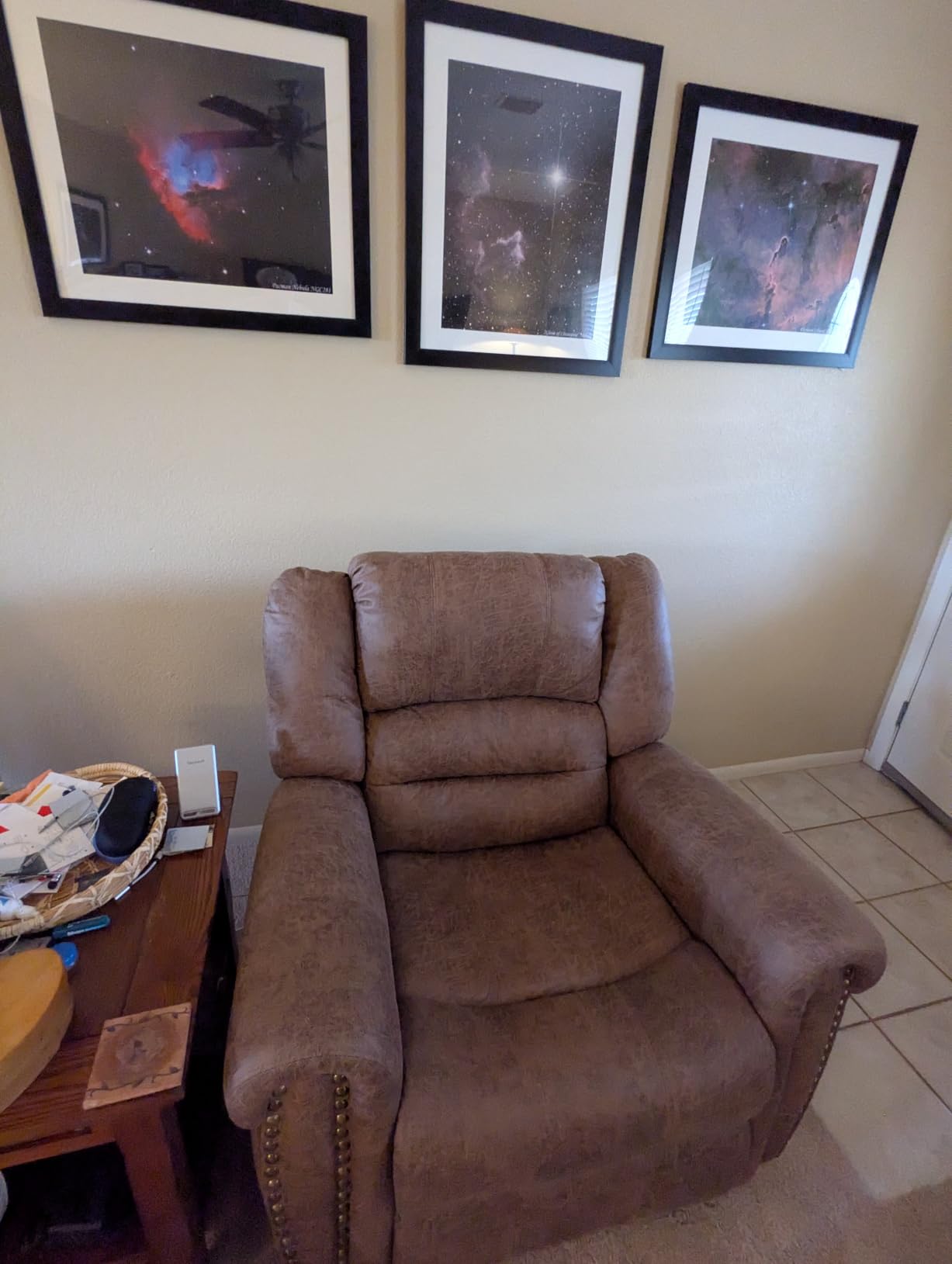 CANMOV Manual Recliner Chair, Classic and Traditional Manual Recliner Chair with Comfortable Arms and Back Single Sofa for Living Room, White Grey customer photo 1