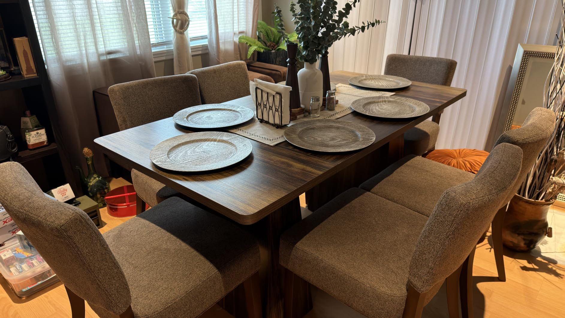 LITTLE TREE Dining Table for 6 People, Wooden Dining Table, Rectangle Table with Heavy Duty Legs, Modern Dining Table for Kitchen, Dining Room, Light Brown customer photo 2