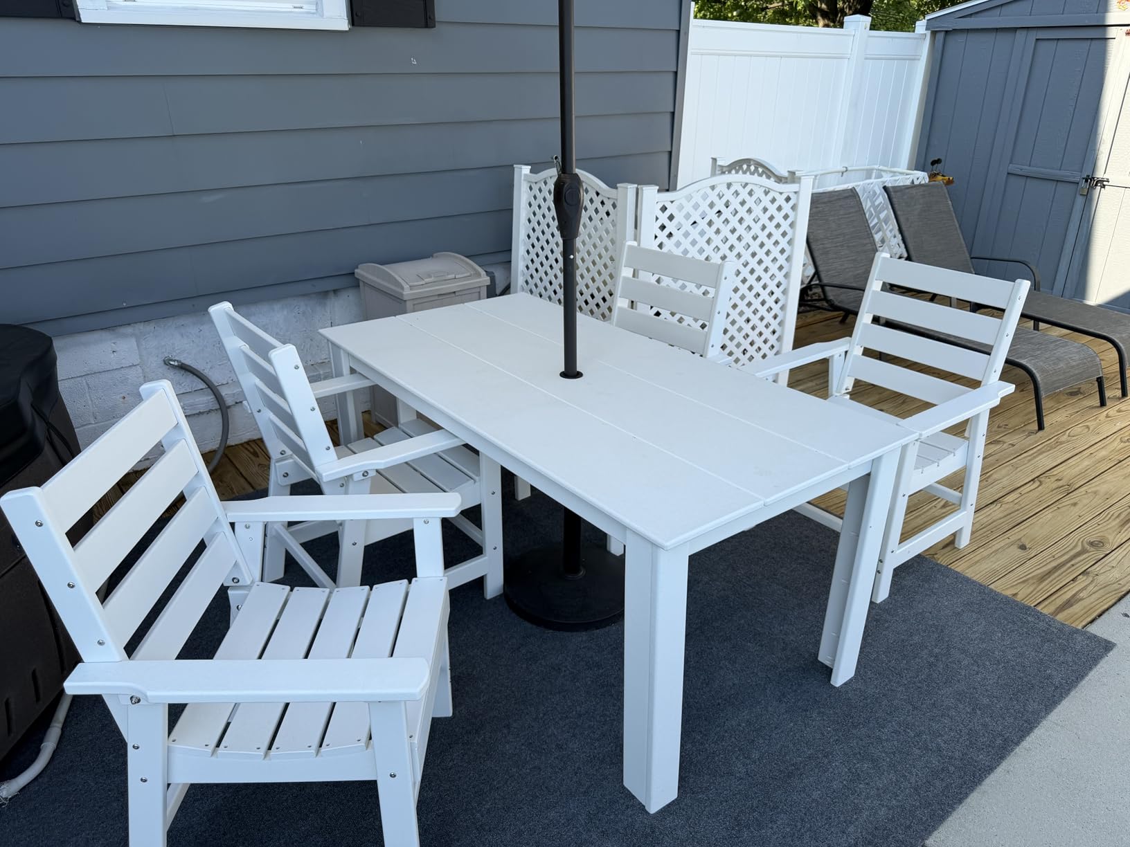 GREENVINES 7-piece Outdoor Dining Set, HDPE Table & 6 Chairs, Gray customer photo 1
