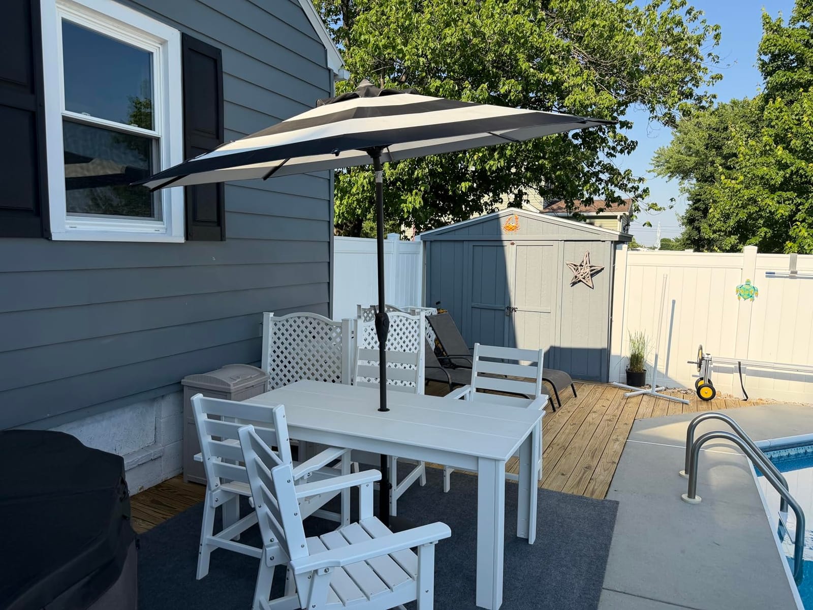 GREENVINES 7-piece Outdoor Dining Set, HDPE Table & 6 Chairs, Gray customer photo 2