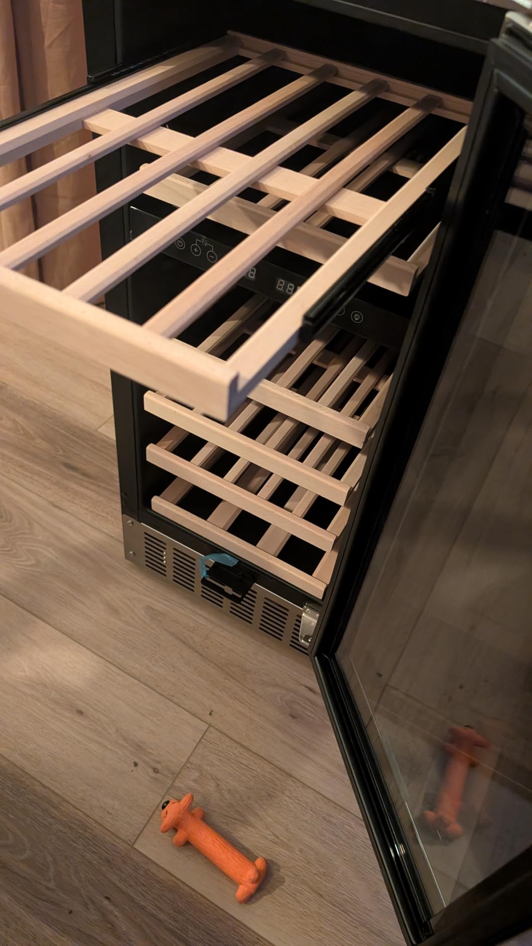 Antarctic Star 24 Inch Wine Fridge, 52 Bottle Wine Cooler Refrigerator. 39-64°F Dual Zone Wine Refrigerator Glass Door, Built in or Freestanding Under Counter Fridge for Home Bar Office customer photo 2
