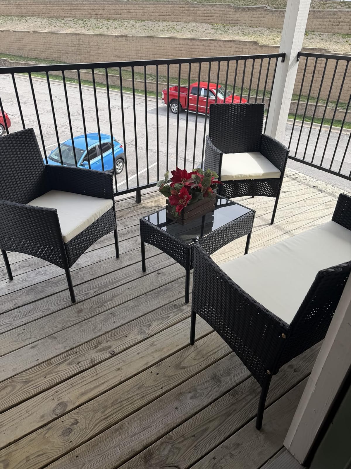 Shintenchi 4 Piece Outdoor Patio Furniture Set, Wicker Rattan Patio Conversation Set, Outdoor Chairs and Loveseat with Coffee Table for Porch, Yard & Poolside (Brown) customer photo 1