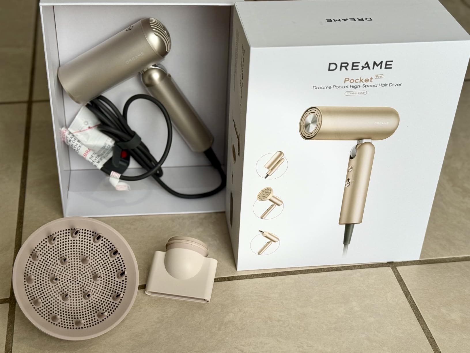 Dreame Pocket Pro Hair Dryer, Dual Voltage Travel Blow Dryer with Diffuser, 1300W Professional HighSpeed Ionic Hair Blower, Fast Drying, Low Noise, Lightweight, No Heat Damage, Global Travel 120V/240V customer photo 2