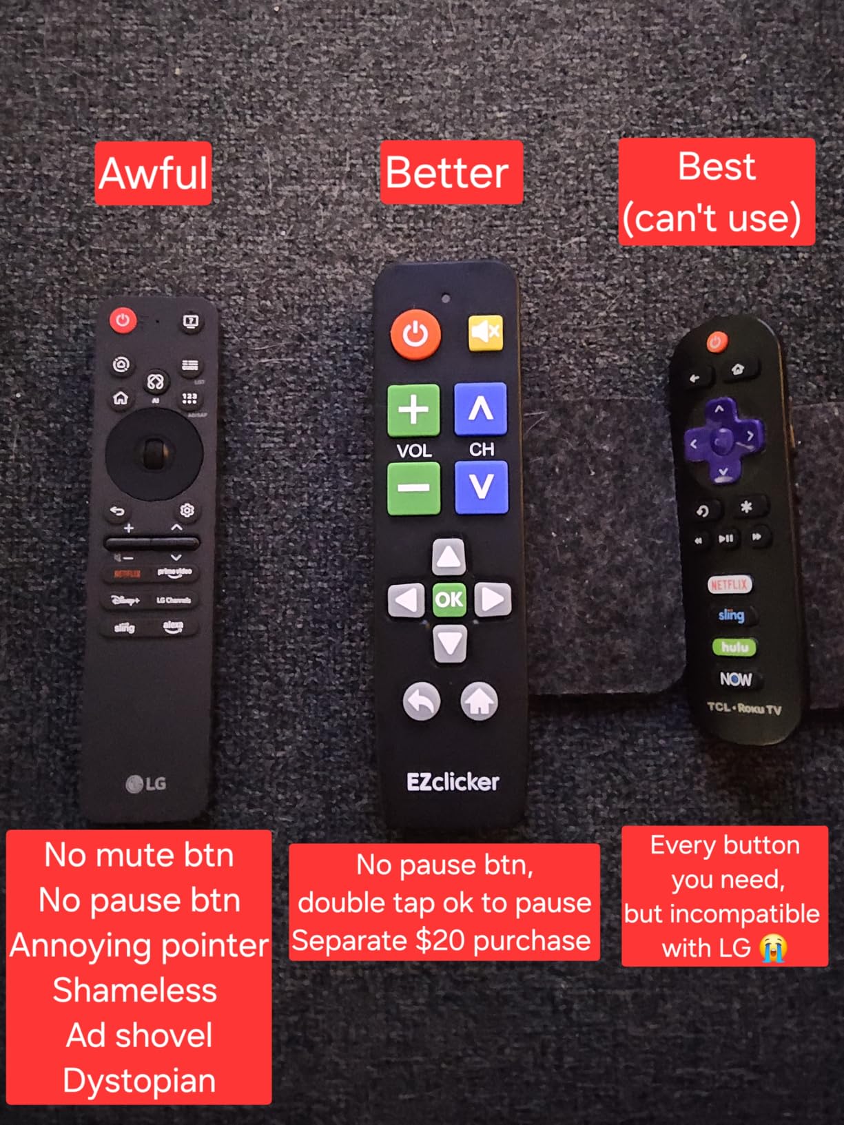 EZclicker LG TV Remote Big Button Easy to Use Remote for LG TV Only (Black) customer photo 1