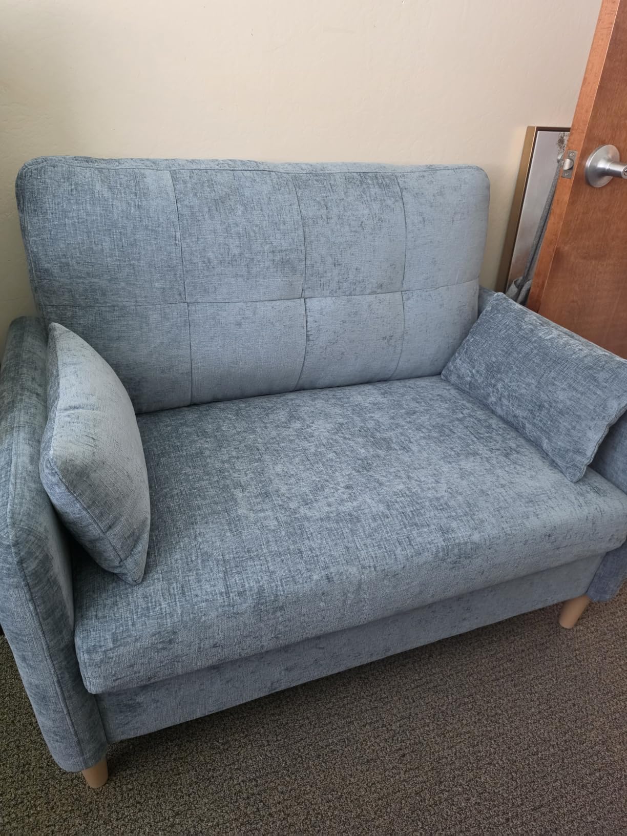 Hanherry Loveseat Sofa, 47” Small Couch for Living Room, Comfy Chenille Fabric Love Seat for Bedroom with Throw Pillow,Removable Cushion Cover,Couches for Small Space,Apartment,Dorm customer photo 1