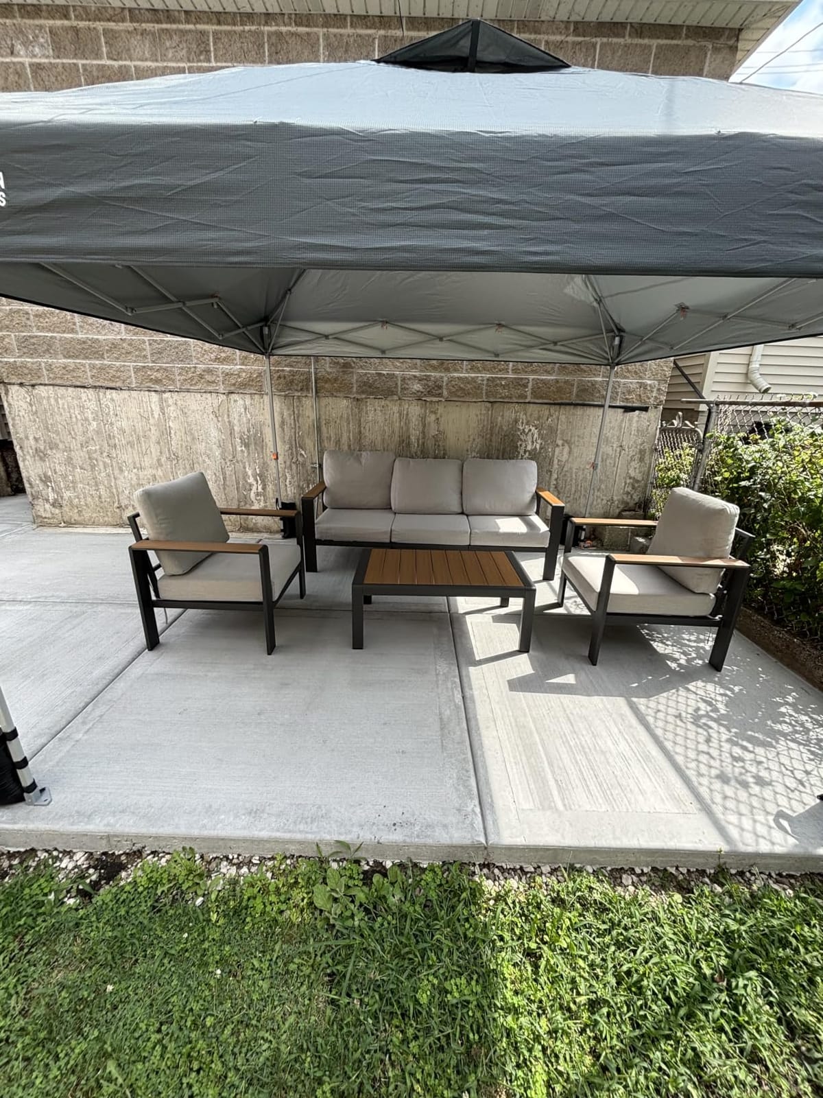 Aluminum Outdoor Patio Furniture Set with Coffee Table, 5 Piece Patio Conversation Sets with Washable Thick Cushions, Outdoor Sectional Furniture Set for Porch, Balcony, Deck, Yard, Graphite customer photo 2