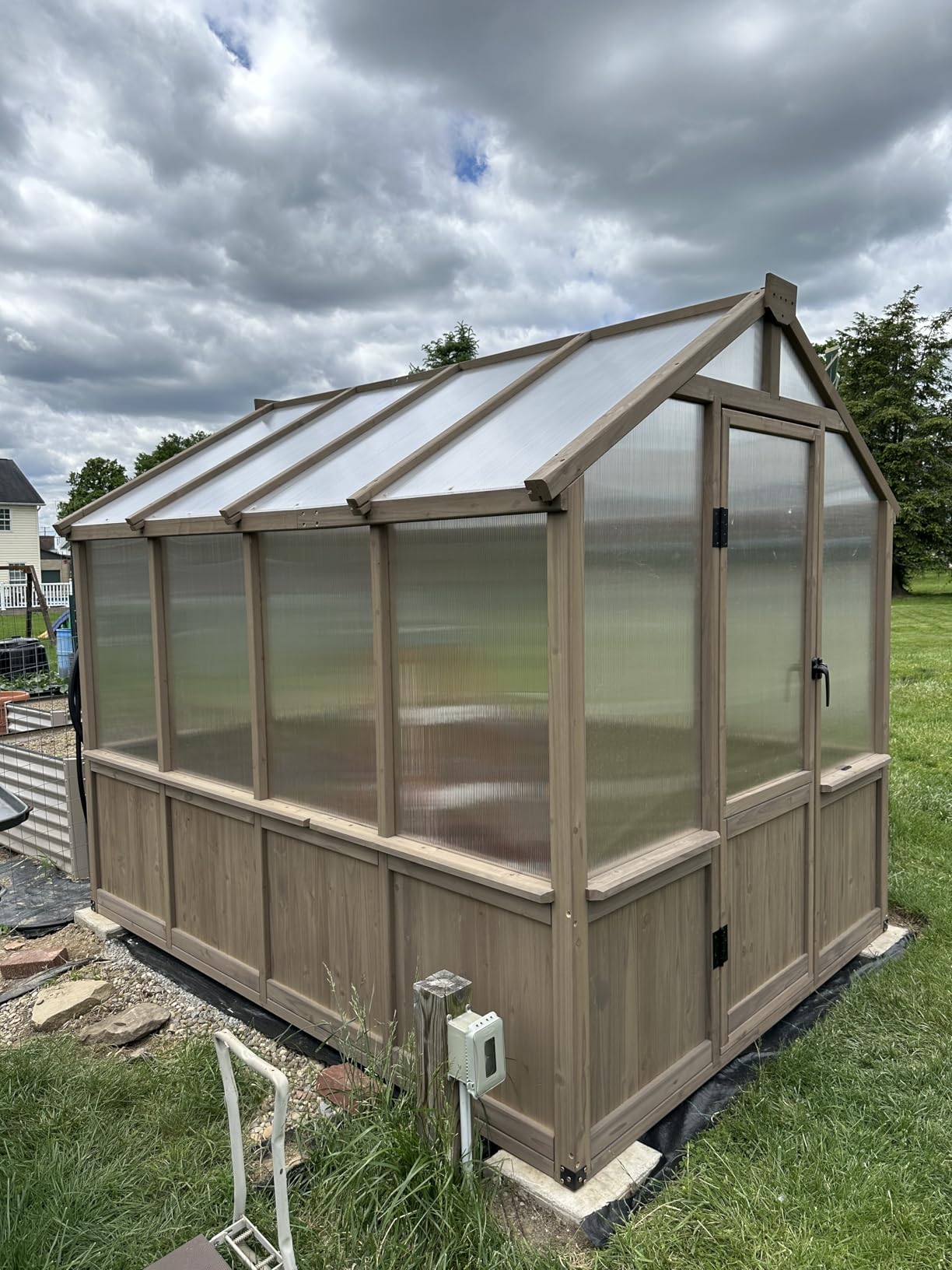 Yardenaler 6x10 FT Green House for Outdoor, Thicken Polycarbonate Panel Wooden Walk-in Greenhouse Kit with Lockable Door and Adjustable Roof Vent, Backyard Garden, White customer photo 2