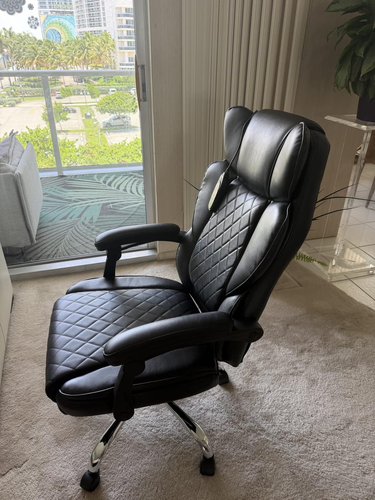 Massage Office Chair with Foot Rest, 6 Points Vibration and Heat Home Office Desk Chairs, 22.05” Wide Big and Tall Office Chair for Heavy People, Ergonomic Reclining Gaming Chairs, Black customer photo 2