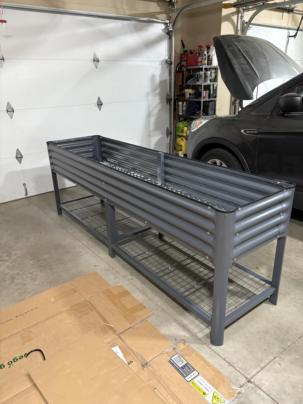 Vego garden Elevated Raised Garden Bed, 1.5' x 3.5' Outdoor Planters Boxes with Legs & Storage Rack for Patio, 500 Lbs Weight Capacity, Raised Beds for Gardening Herbs Vegetables, Modern Gray customer photo 1