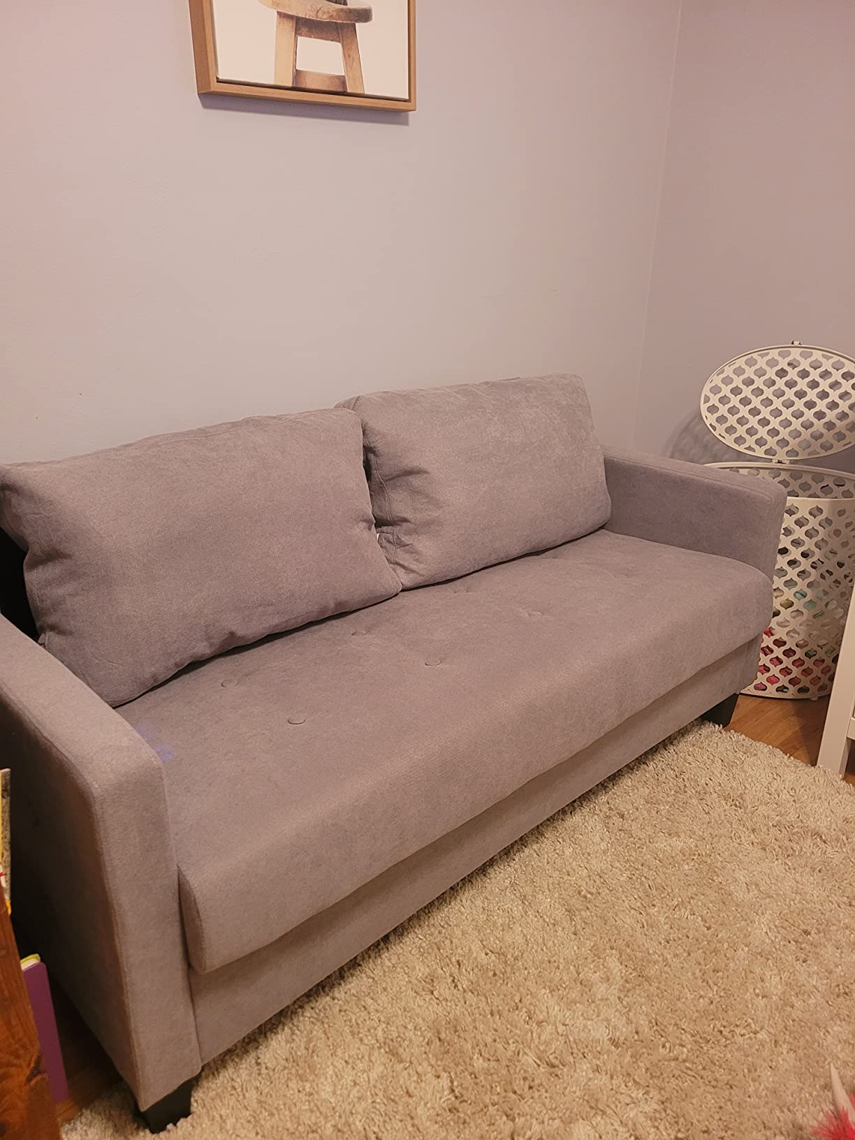STHOUYN 73” Black Faux Leather Sofa, 3 Seater Couch for Office, Living Room customer photo 2