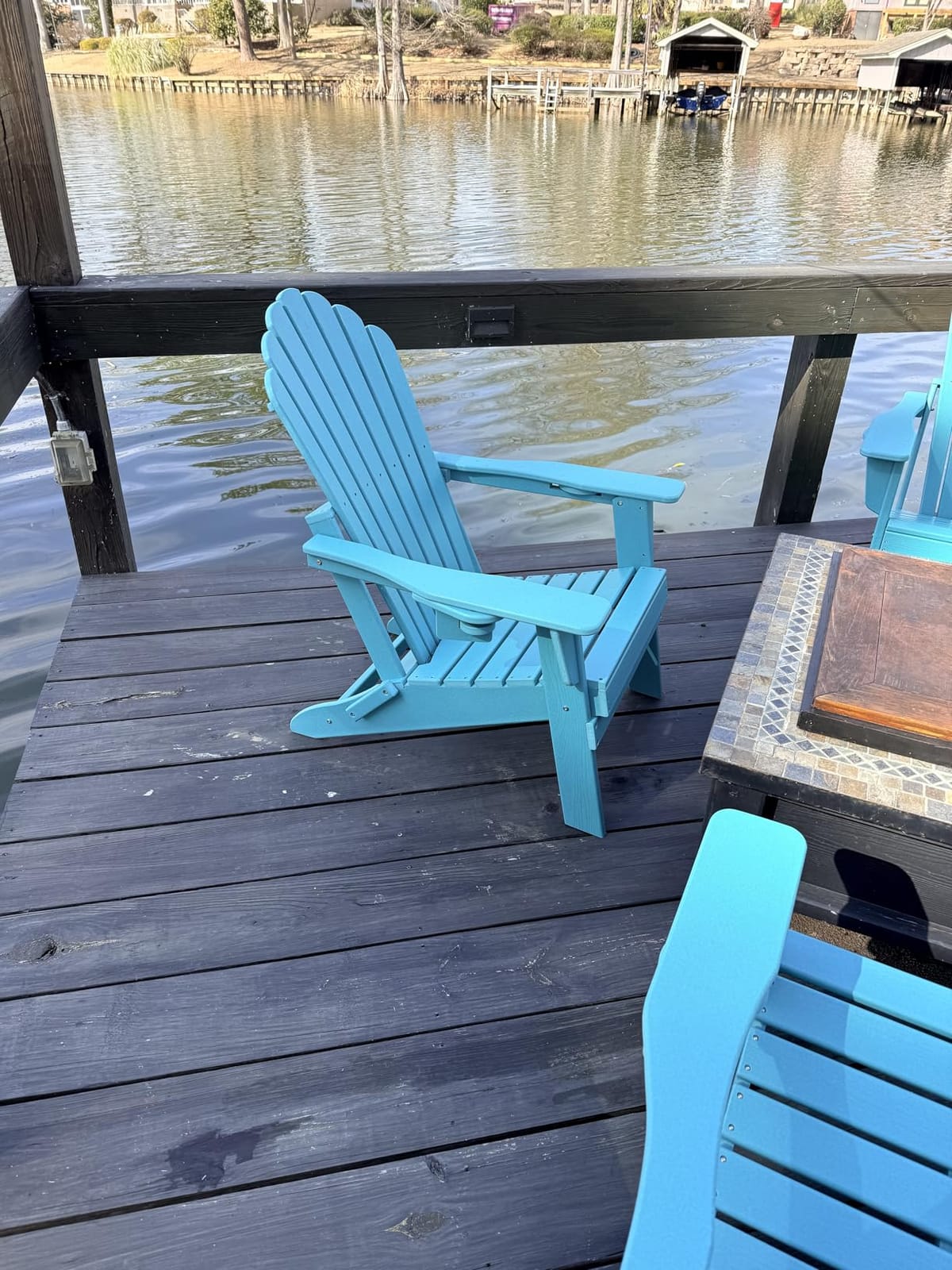 Plawdlik Outdoor HDPE Folding Adirondack Chair Set of 4, High Back Wide Seat Patio Chair with Cup Holders, All-Weather Fire Pit Chair for Garden,Lawn,Poolside, Coffee customer photo 2