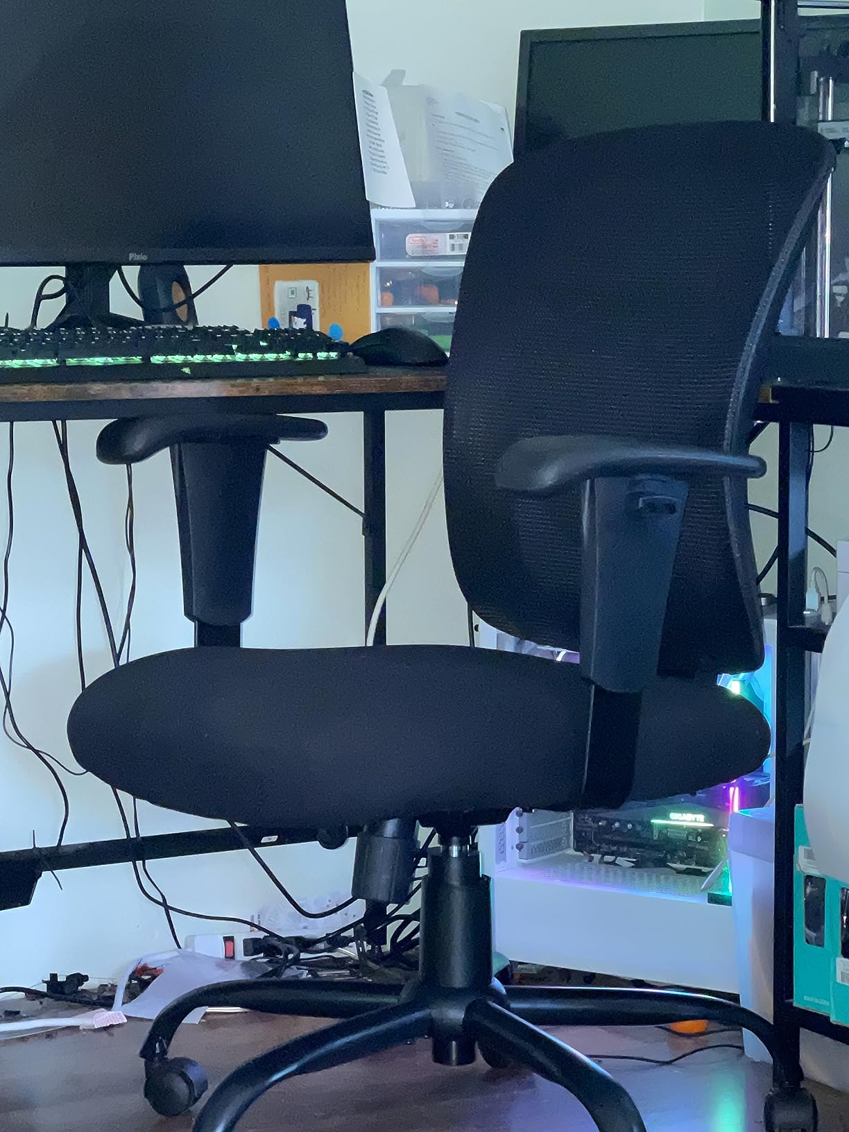 BestOffice Big and Tall Office Chair Mesh Computer Chair with Lumbar Support Wide Seat Adjust Arms Rolling Swivel High Back Task Executive Ergonomic Chair for Home Office, Blue customer photo 1