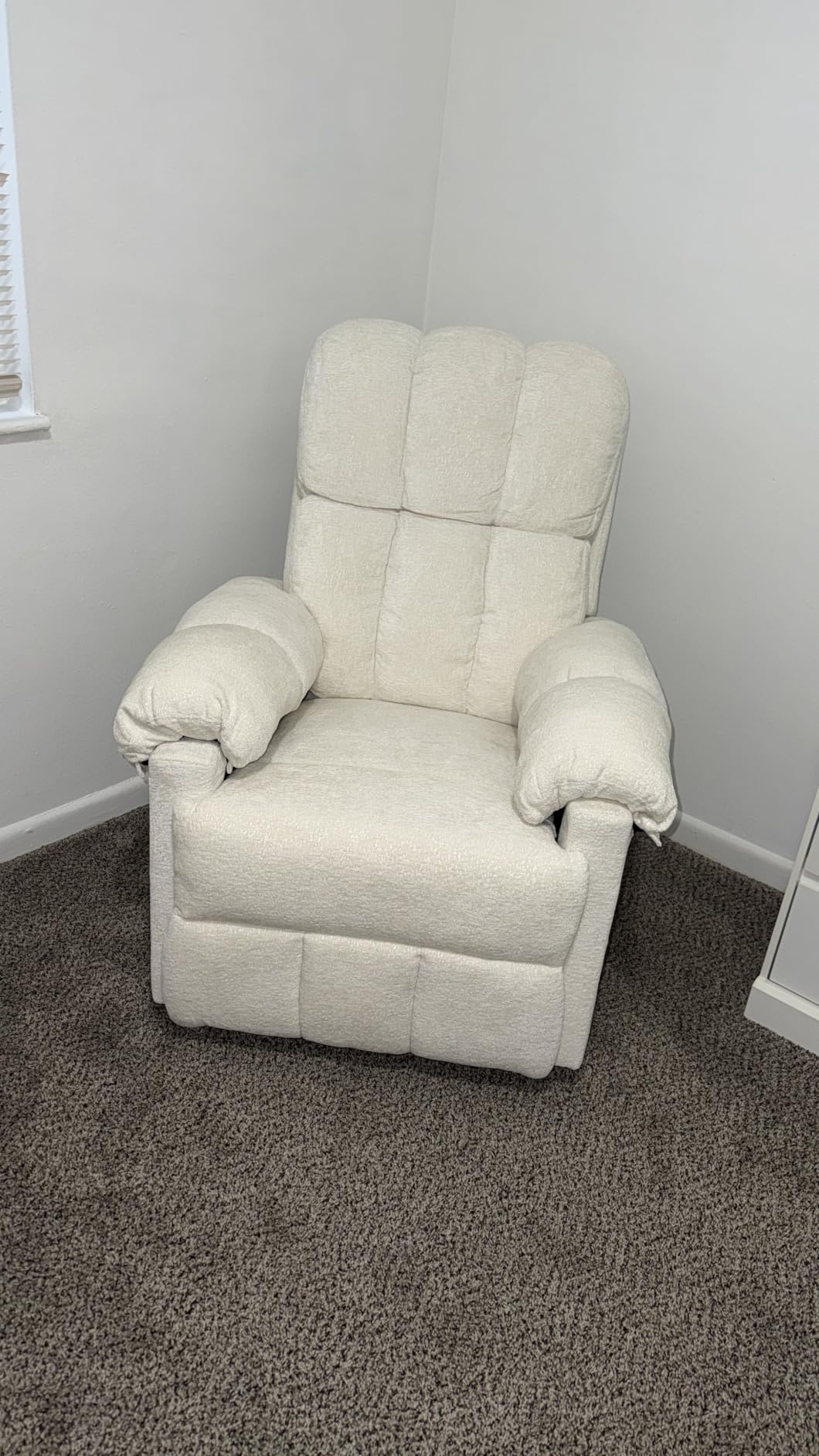 Korser Recliner Chair, Swivel Rocker Recliner Chair for Adults, Small Recliners for Small Spaces, Manual Recliner with Side Pockets, Upholstered Nursery Rocking Chair for Living Room, Sherpa, Pink customer photo 1