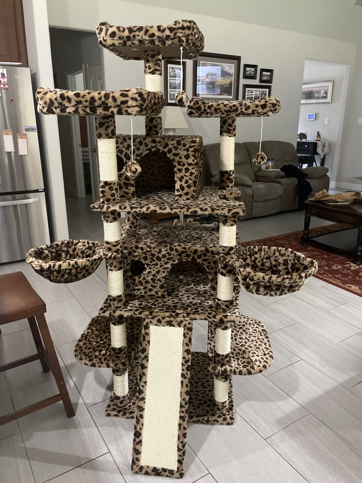 Allewie 82 Inches Large Cat Tree/House/XXL Tall Cat Towers for Big Feline/Scratching Post/Multi-Level Large Kitty Climbing Tree with Condo/Smokey Grey customer photo 1
