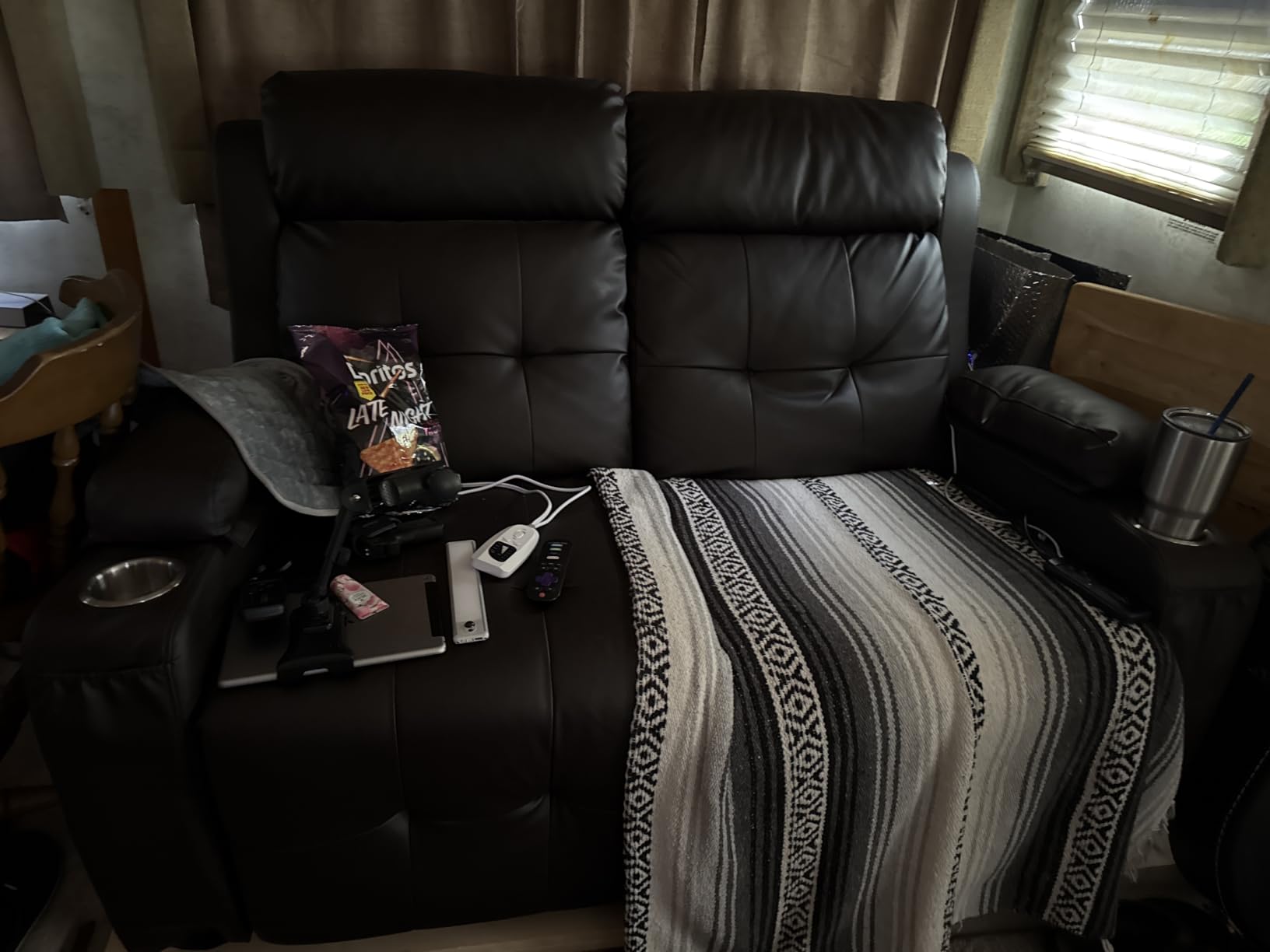 RV Loveseat Recliner Sofa, Wall Hugger Reclining RV Couch with USB customer photo 1