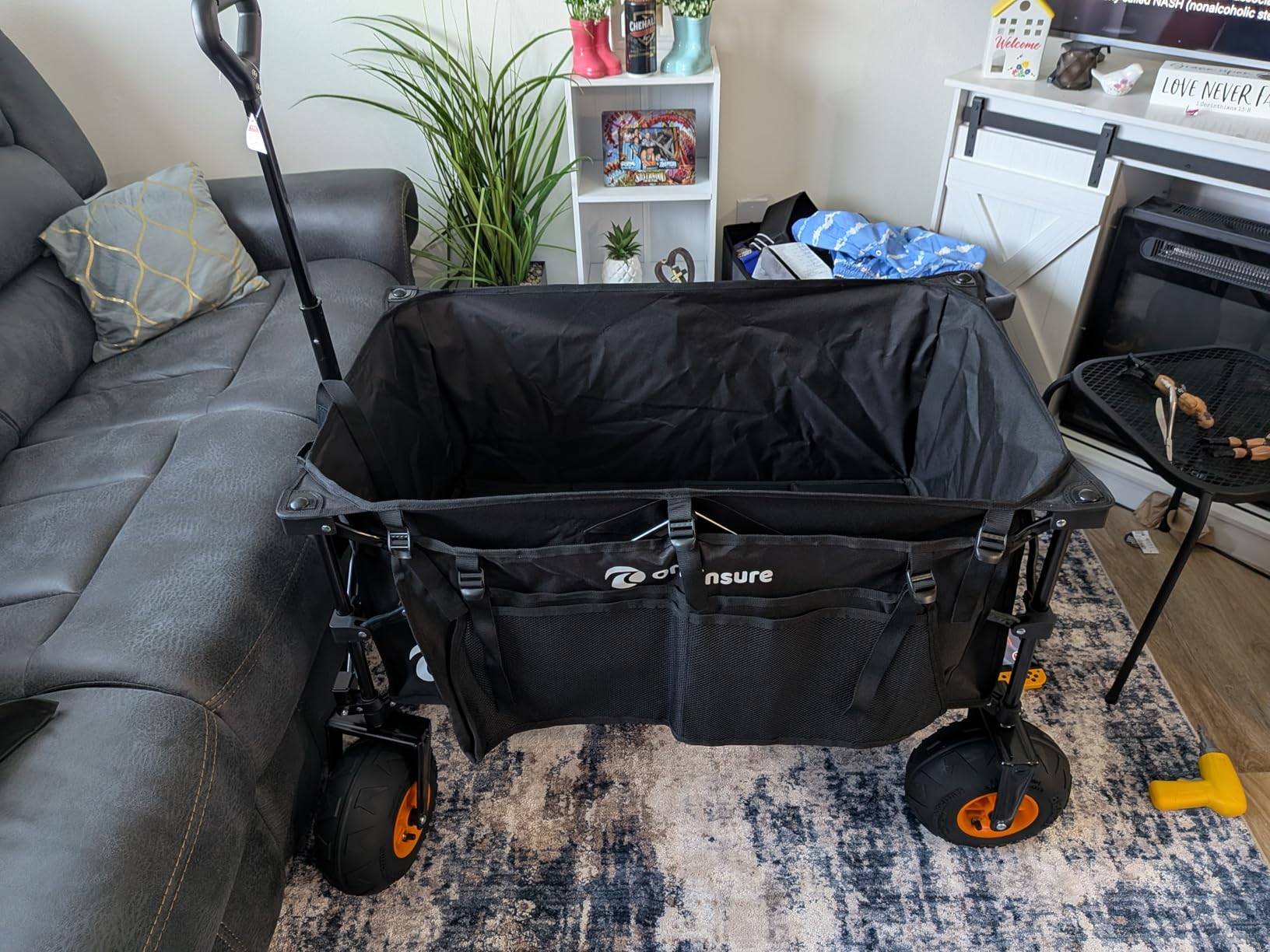 Originsure 220L Collapsible Beach Wagon with Balloon Wheels, 460lbs, Black customer photo 1