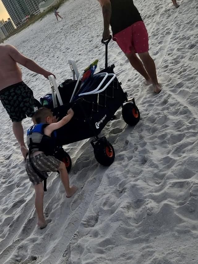Originsure 220L Collapsible Beach Wagon with Balloon Wheels, 460lbs, Black customer photo 2