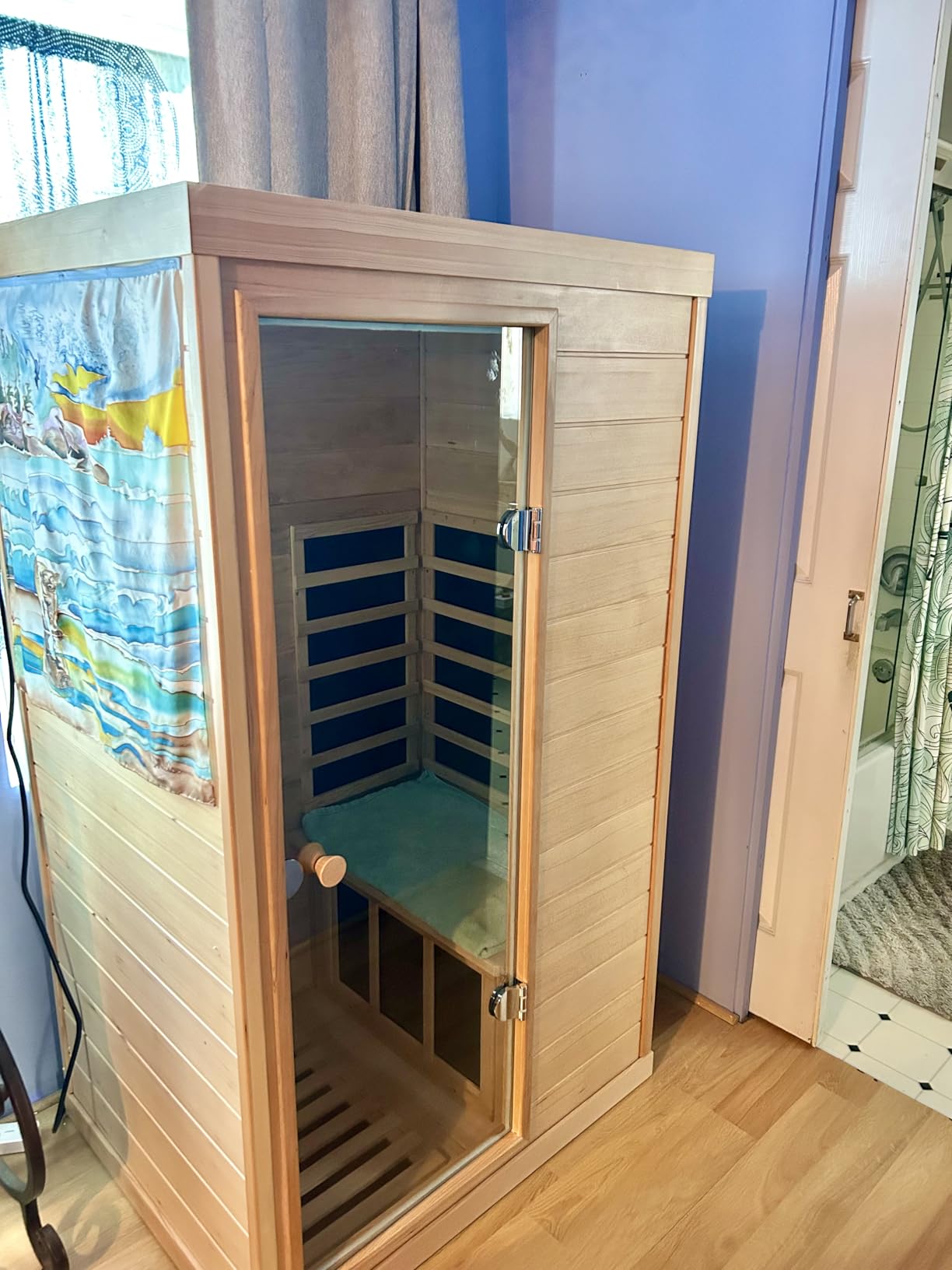 LTCCDSS Full Spectrum Outdoor Infrared Sauna 2 Person, Fir Wood Far Infrared Low EMF Sauna Room for Home, Withstand Outdoor Temp -5℉-104℉| Chromotherapys-Bluetooth Speakers customer photo 1