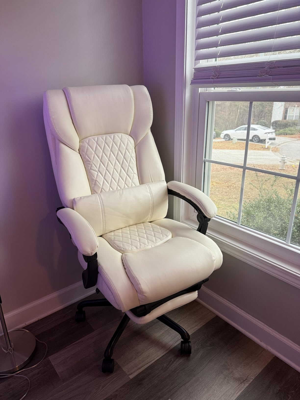 3D Kneading Massage Office Chair with Heat, 500 lbs Big and Tall Executive Computer Desk Recliner, Leather Electric Heated Chair with Footrest, Black customer photo 1