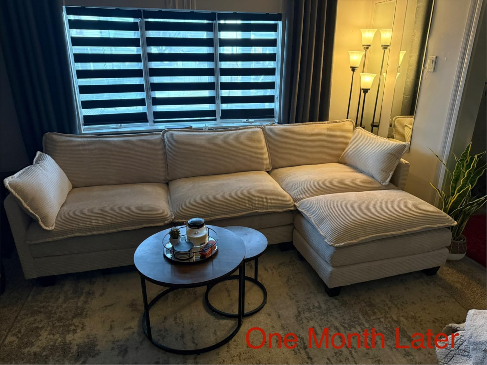 ROWHY 112'' Modular Sectional Cloud Couch with Movable Ottoman, 4 Seat Modern Chenille Sofa, Deep Seat L Shaped Couch for Living Room Bedroom Apartment, Grey customer photo 1