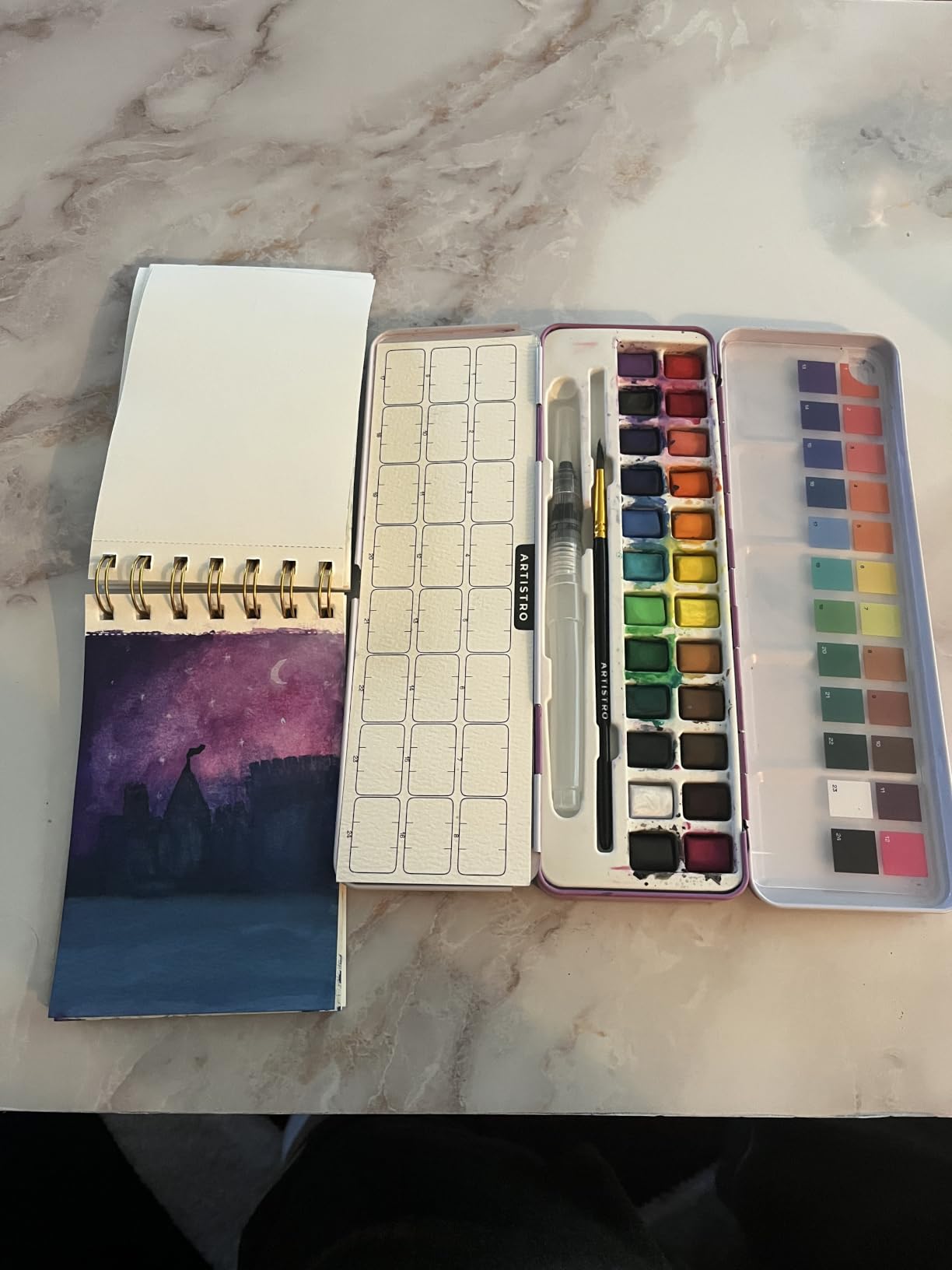 ARTISTRO Watercolor Paint Set - Travel Art Kit - 50 Colors | Professional Watercolor Paints - Portable Metal Case - Complete Painting Kit With Set Of Brushes - For Adults, Artists & Kids customer photo 2