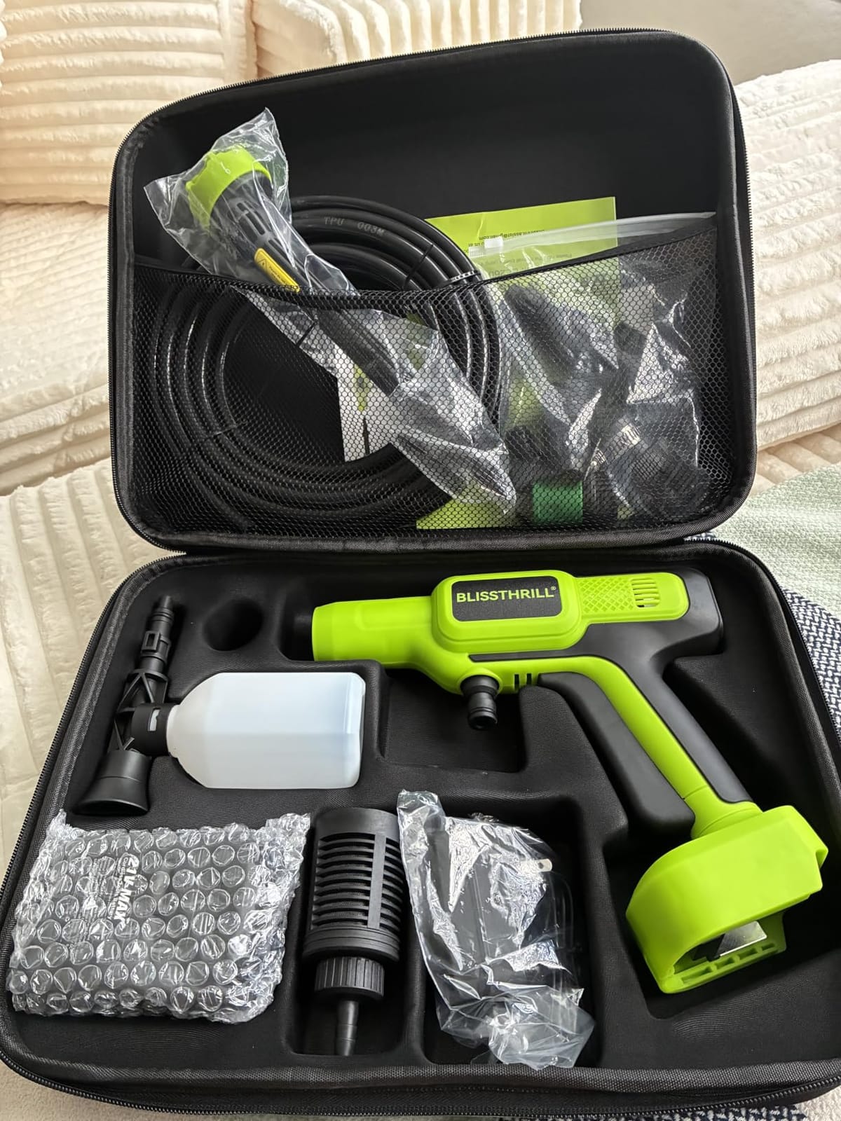 Cordless Portable Washer, 1480 PSI Battery Operated Washer with All-Copper Motor, Battery, 23FT Hose, Storage Bag; Handheld Washer; Lightweight Car Washer for Home, Garden (Ranger Green) customer photo 1