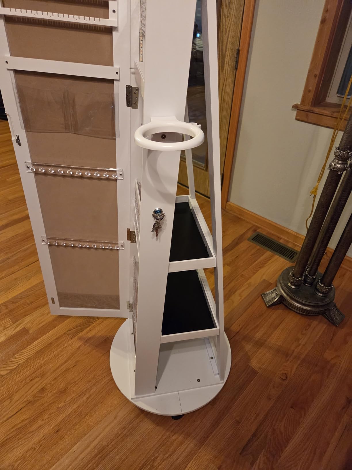 Full Length Jewelry Armoire with LED Mirror 360 Rotating Brown customer photo 1